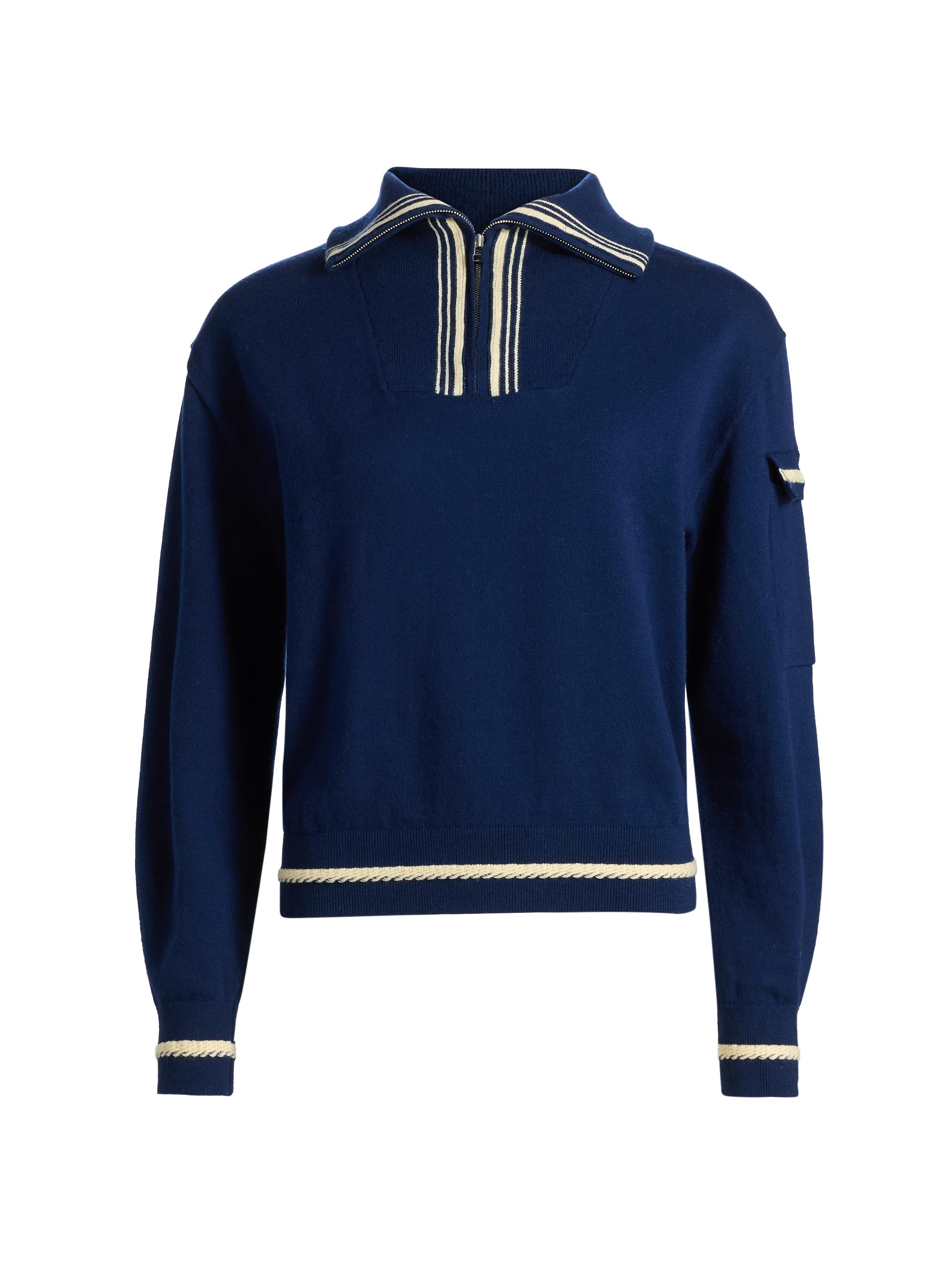 Guest in Residence Women's Jib Half-Zip Knit Polo Sweater - Navy