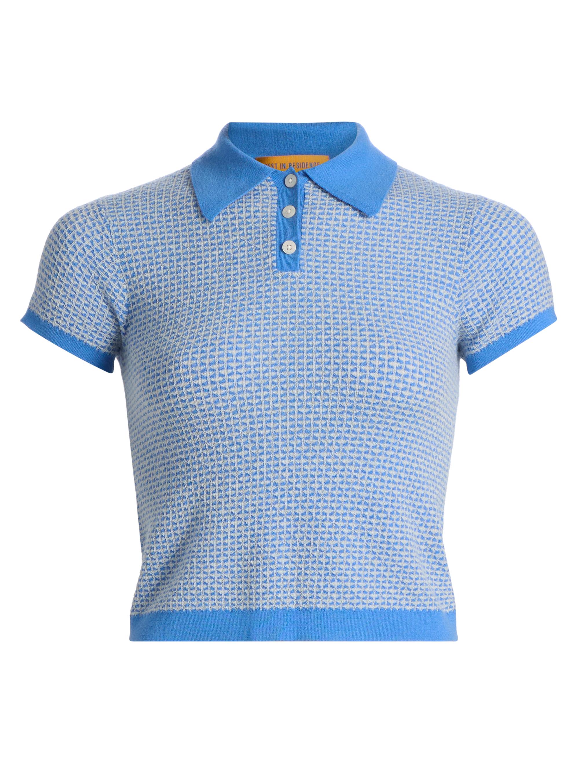 Guest in Residence Women's Colorwork Pique Shrunken Polo Sweater - Sail Combo