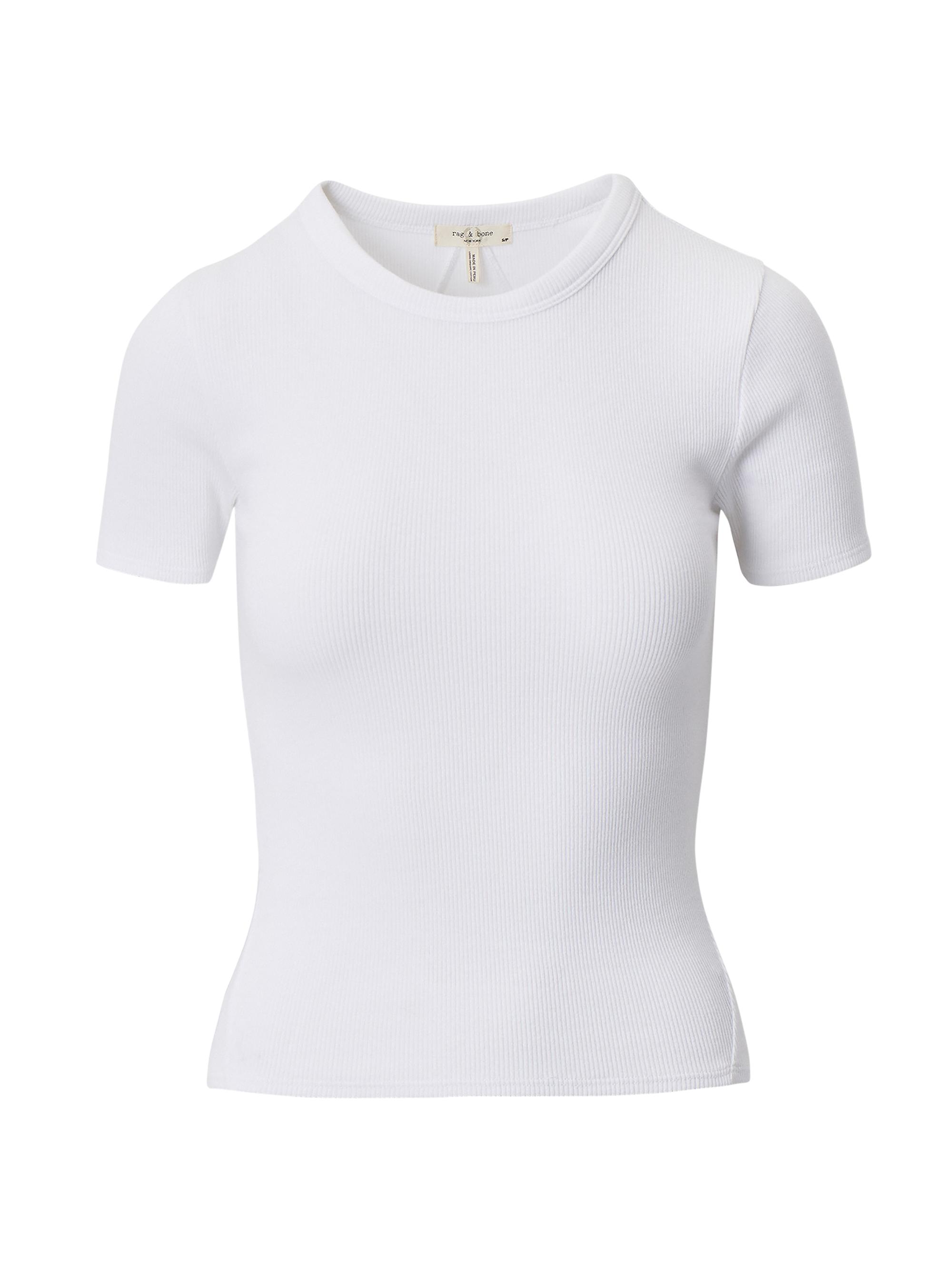 rag & bone Women's Essential Rib Stretch-Cotton Crewneck T-Shirt - White