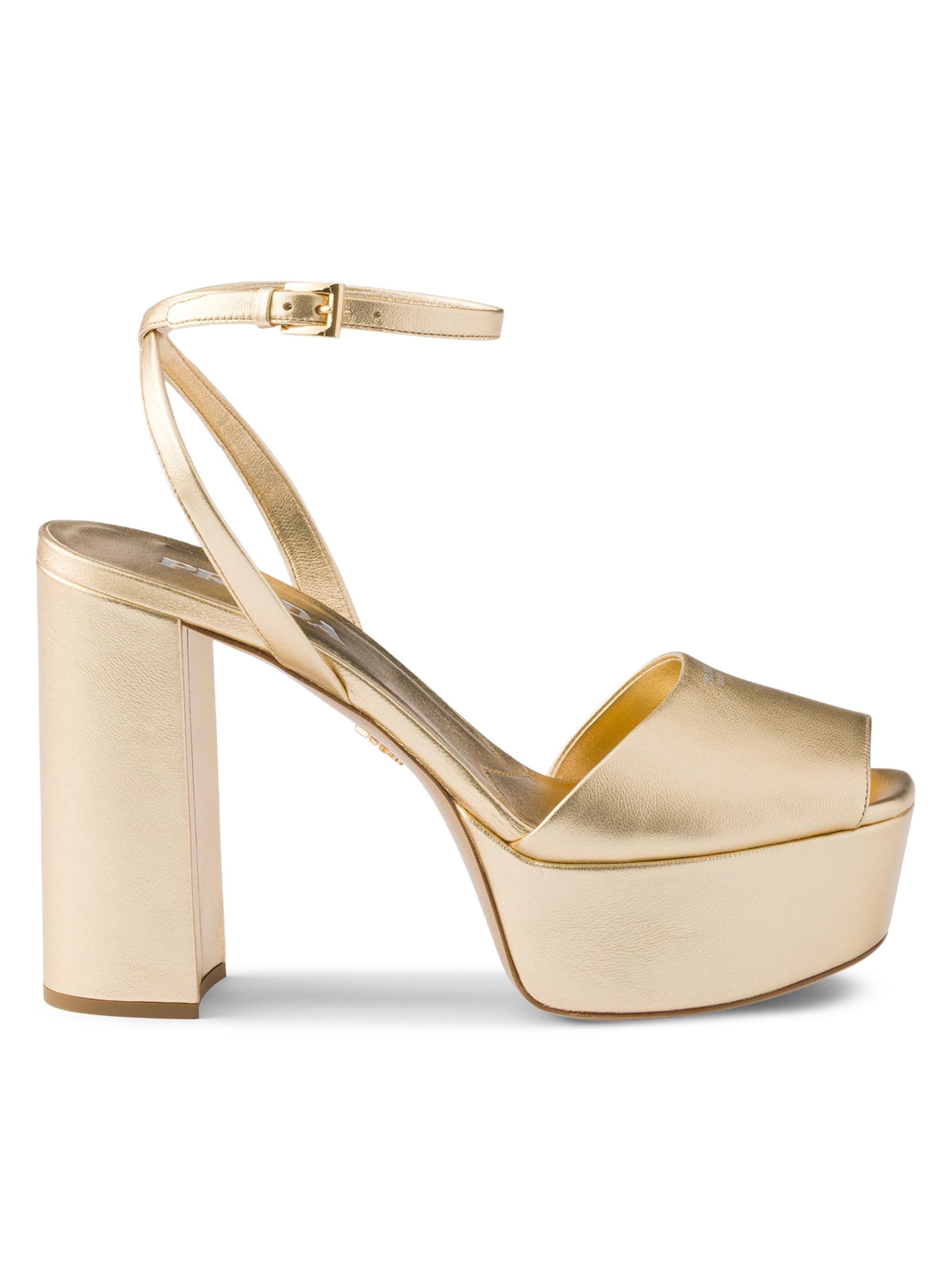 Prada Women's Mordoré Nappa Leather Platform Sandals - Gold