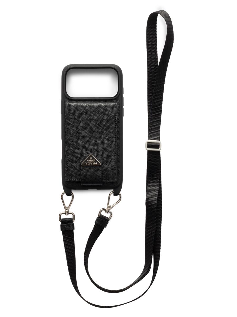 Prada Saffiano Leather Case for Iphone 17 Pro Max with Shoulder
