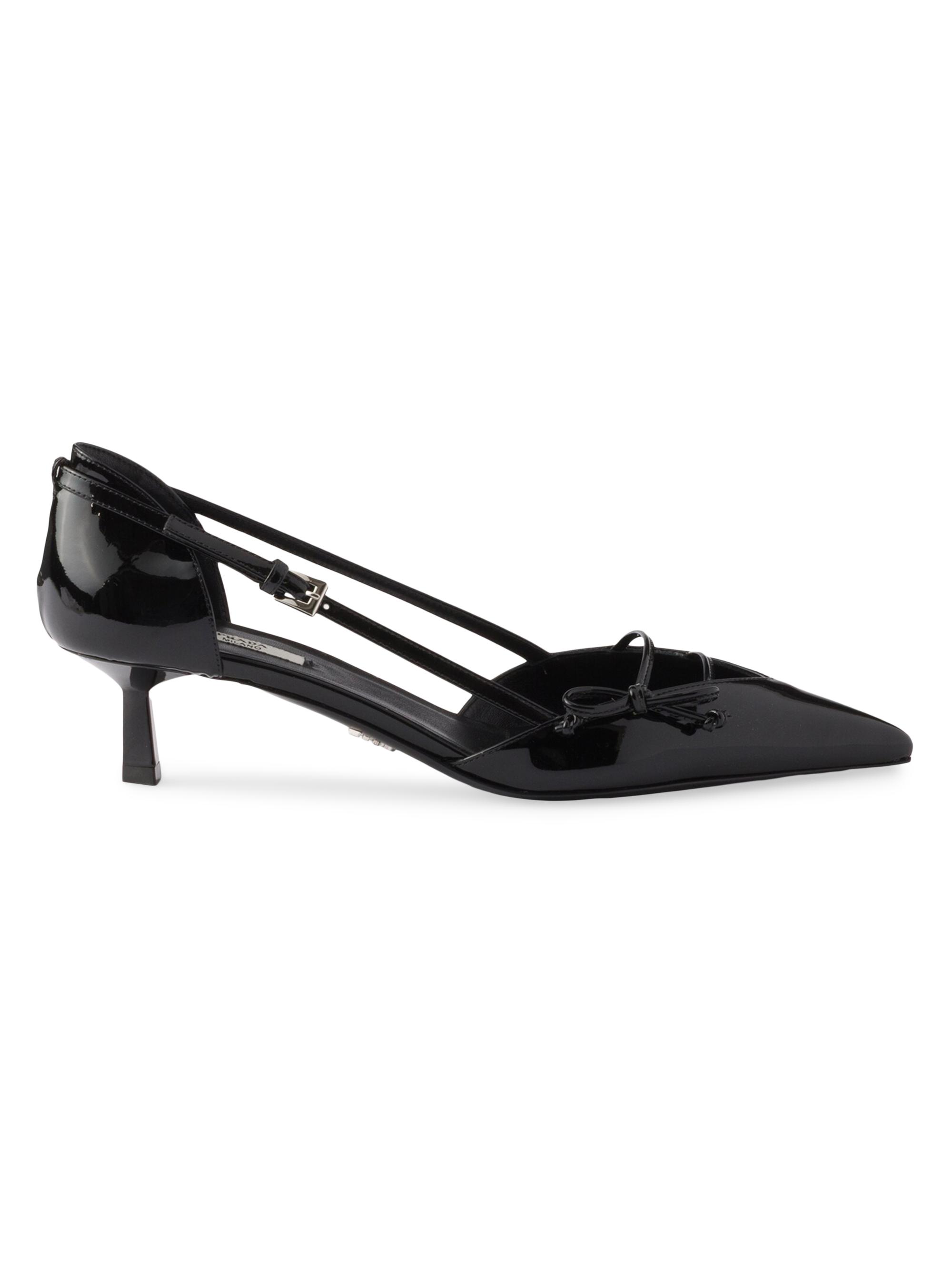 Prada Women's Open Side Patent Leather Pumps - Black