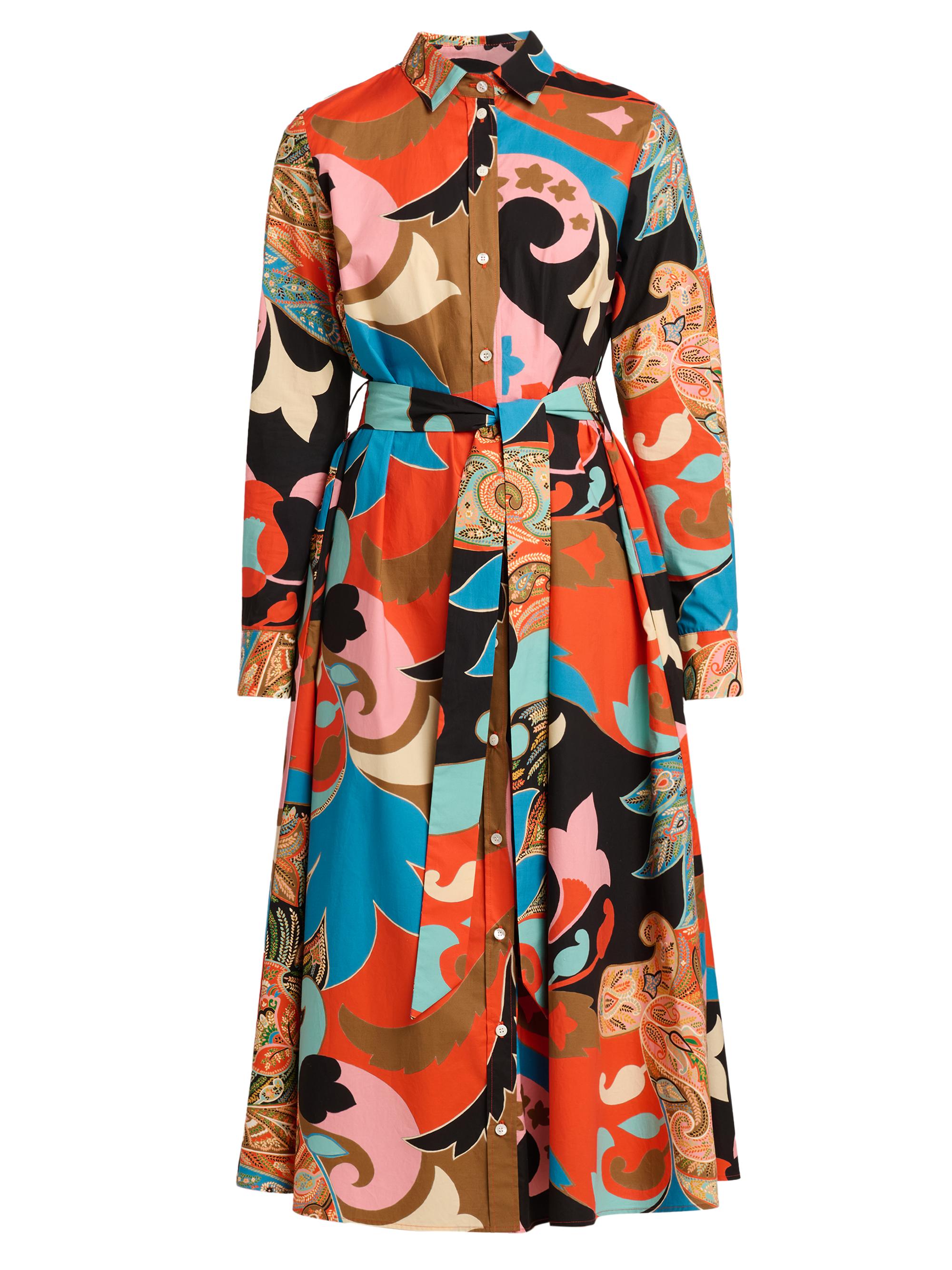 Etro Women's Paisley Lotus Print Cotton Shirtdress - Stampa Do Rosso