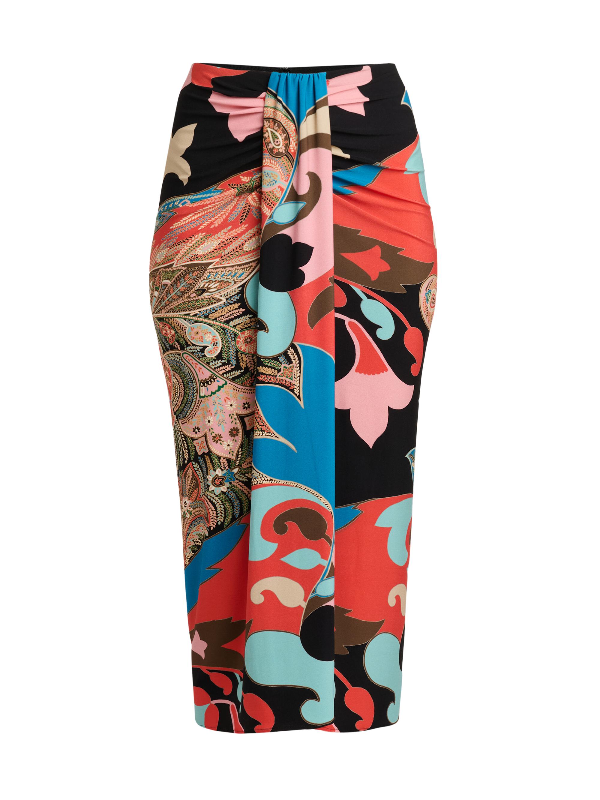 Etro Women's Paisley Lotus Print Knotted Pencil Skirt - Stamp Afdo Rosso