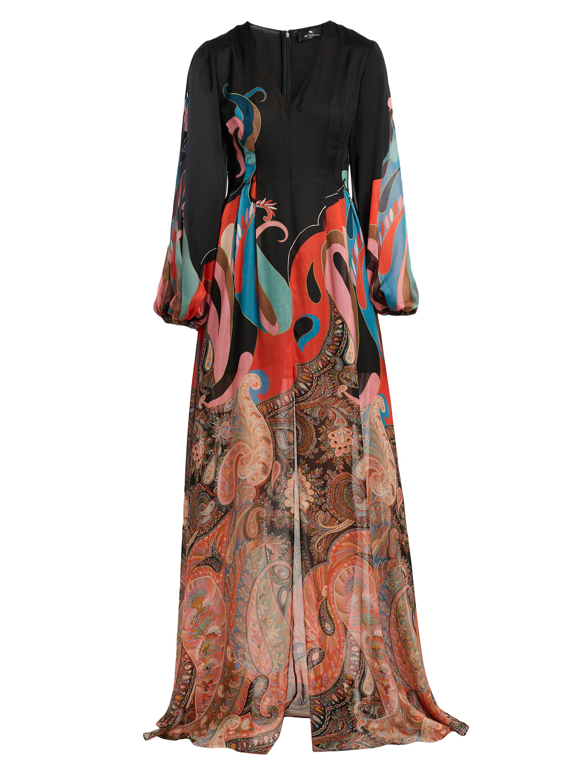 Lotus Paisley Print A-Line Gown