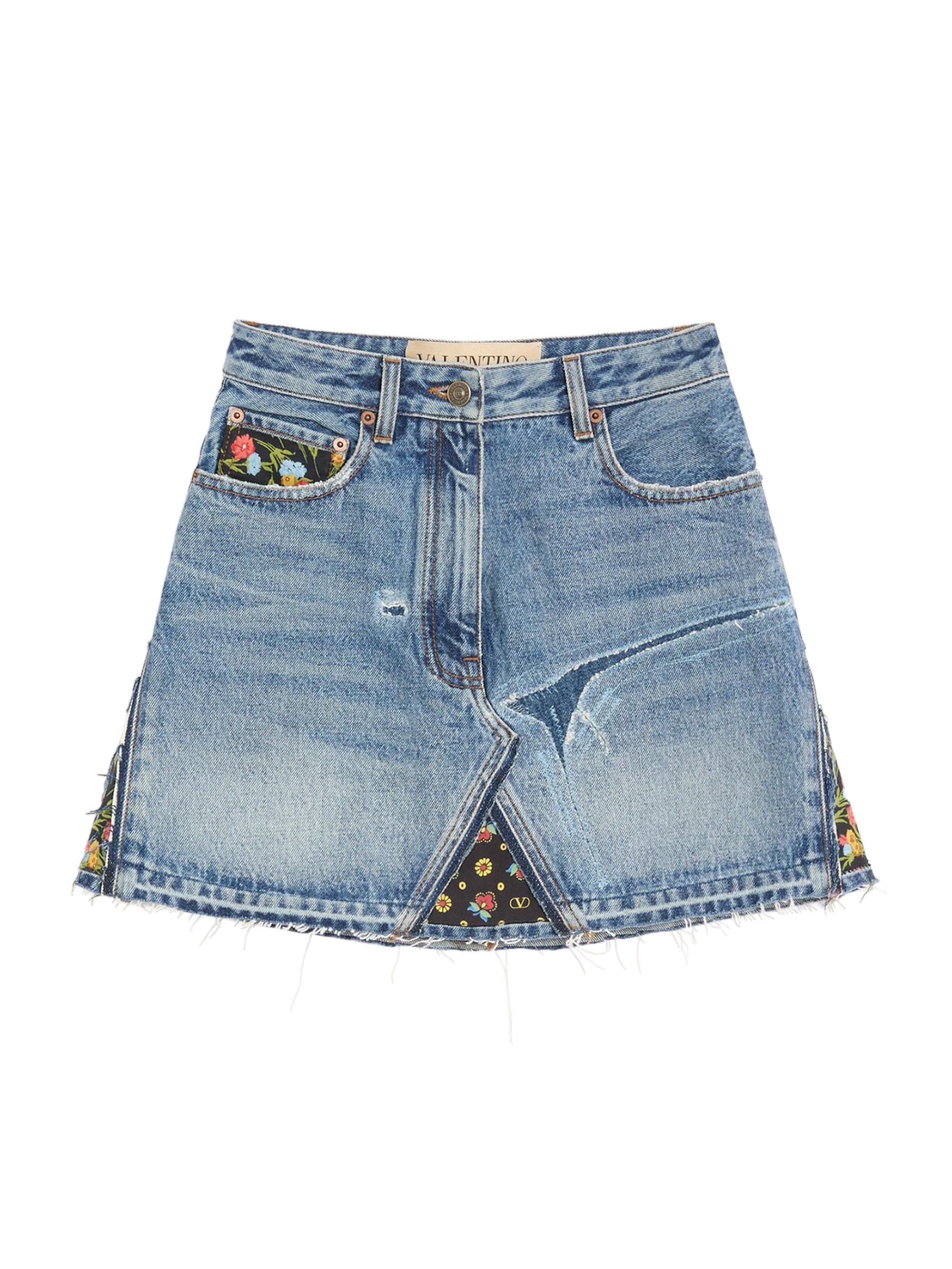 Valentino Garavani Women's Short Denim Skirt - Blue