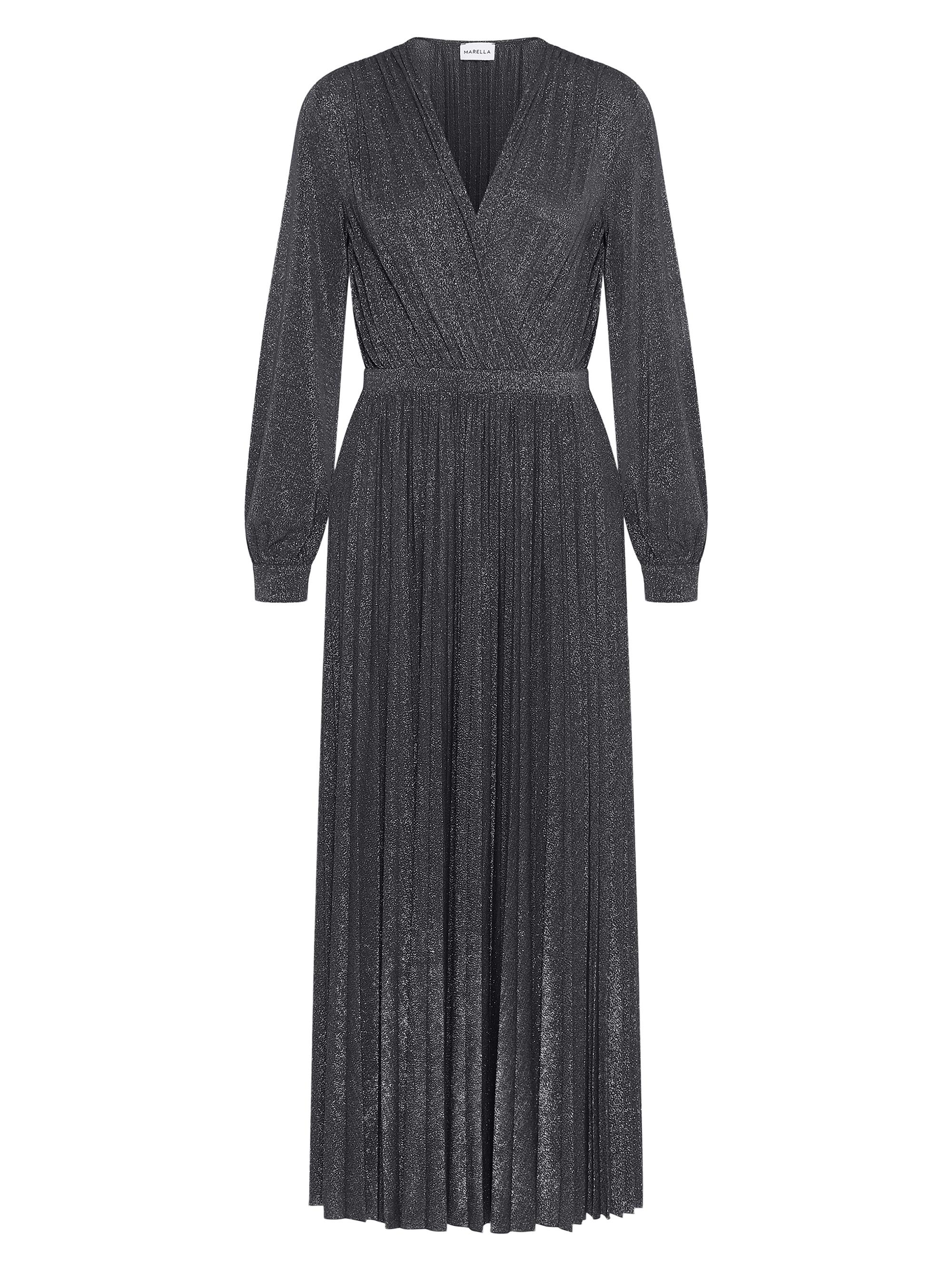 Marella Women's Plissé Pleated Lurex Jersey Dress - Midnight Blue