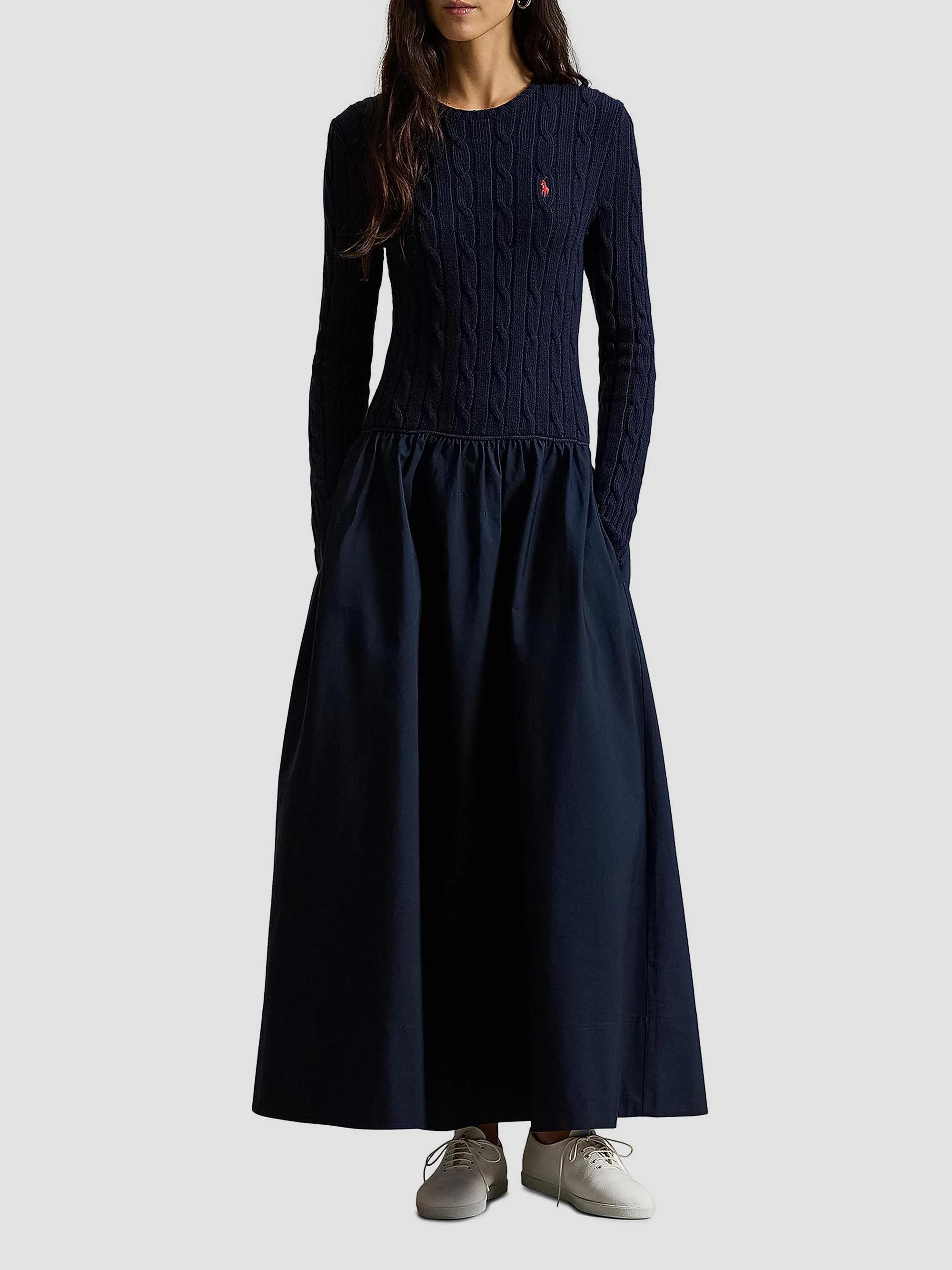 Polo Ralph Lauren Cable Bodice Drop Waist Maxi Shirtdress | Saks