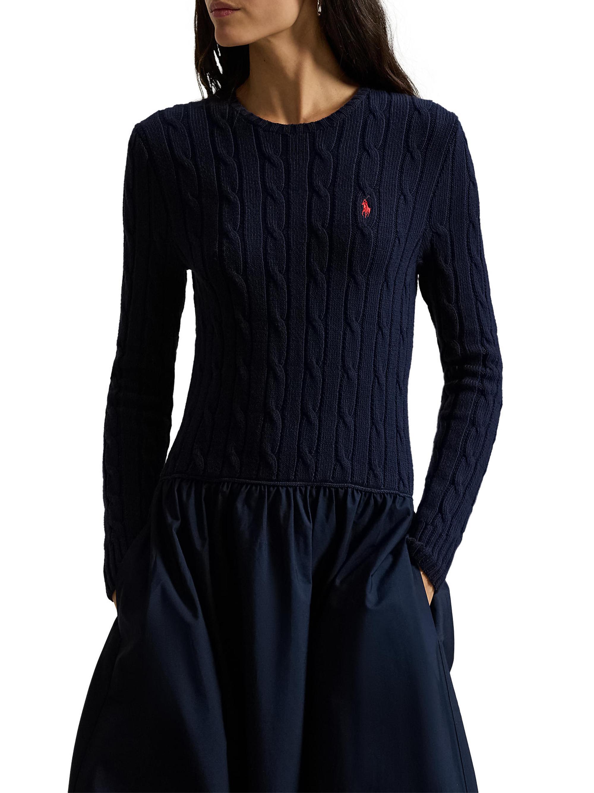 Polo Ralph Lauren Cable Bodice Drop Waist Maxi Shirtdress | Saks