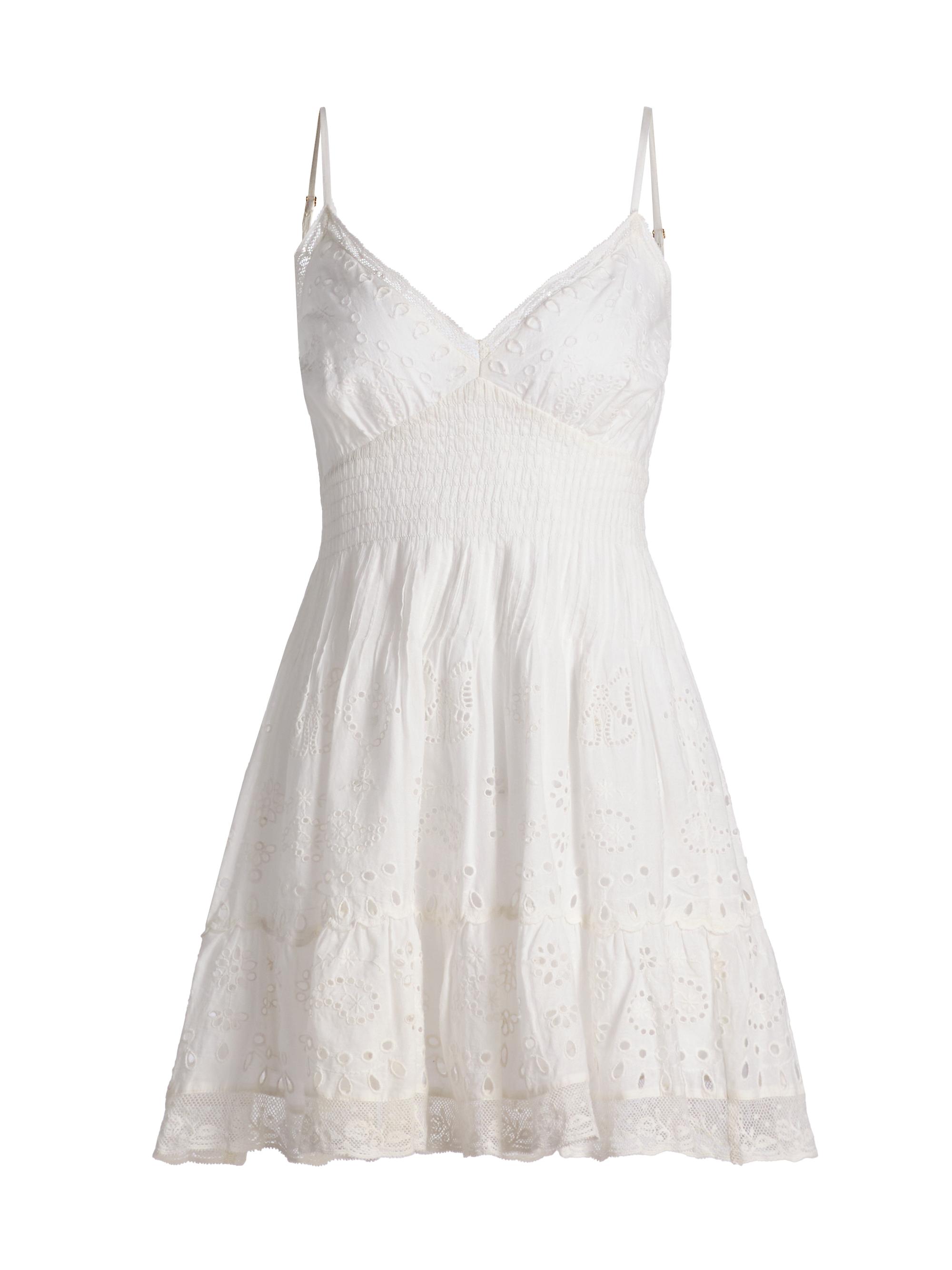 LoveShackFancy Women's Azar Broderie Anglaise V-Neck Minidress - White