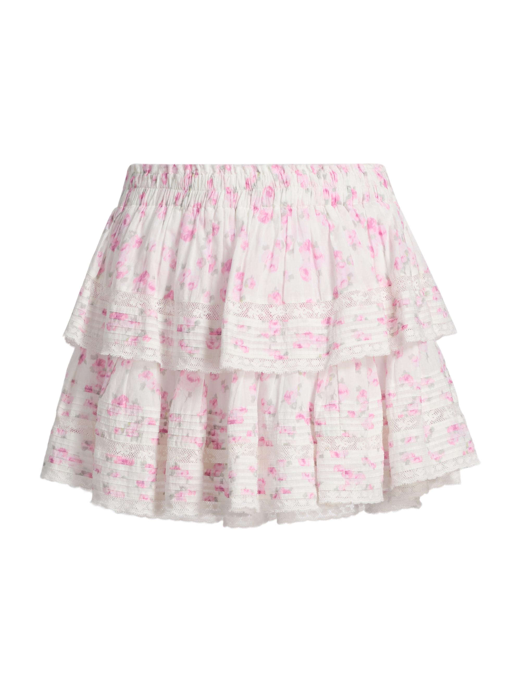 LoveShackFancy Women's Floral Cotton Tiered Miniskirt - Rustic Orchid | Thumbnail 8