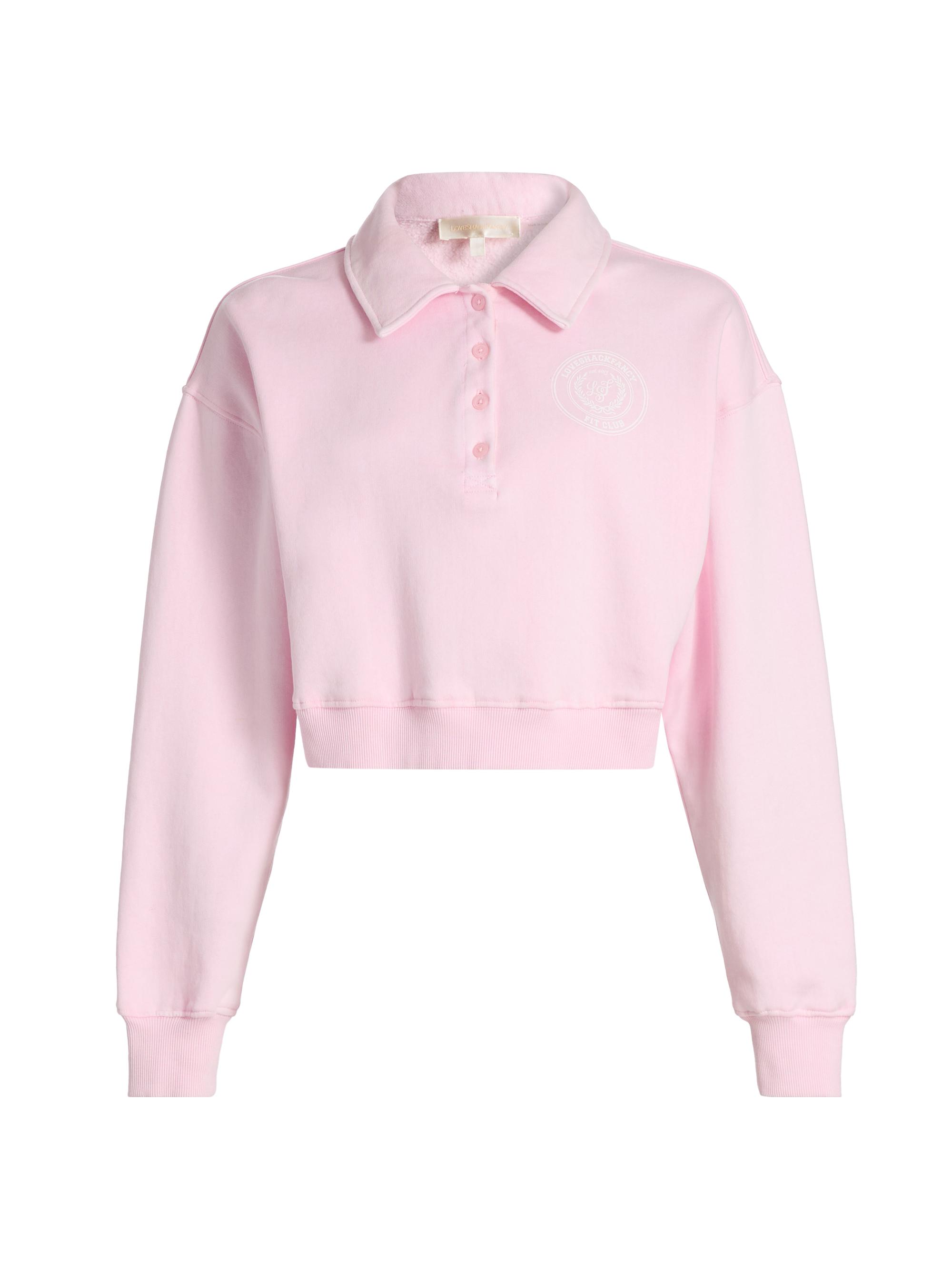 LoveShackFancy Women's Menzelle Fit Club Crop Polo Sweater - Peony Macaron | Thumbnail 8
