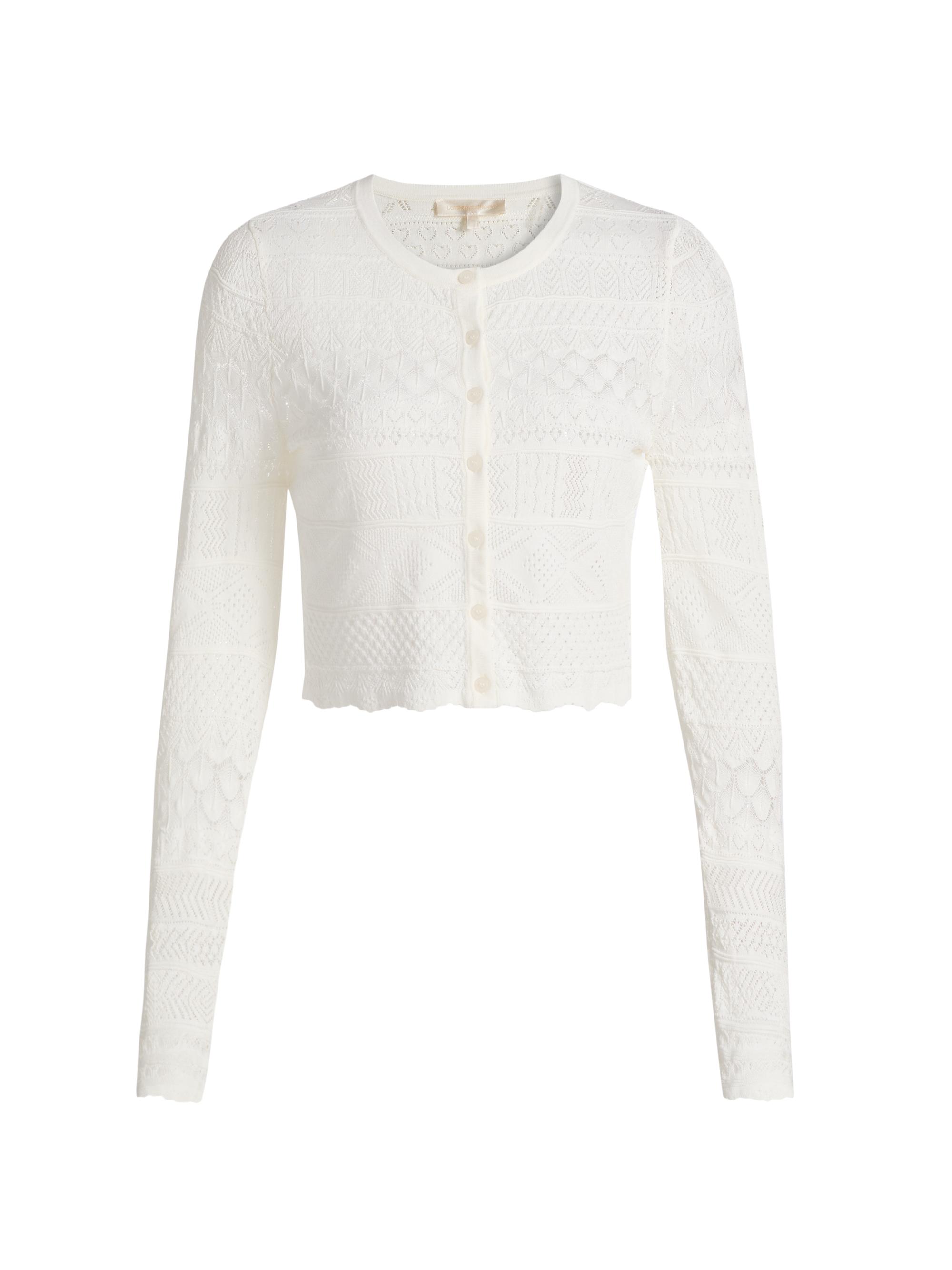 LoveShackFancy Women's Brigette Pointelle Knit Cardigan - Light Chai | Thumbnail 8