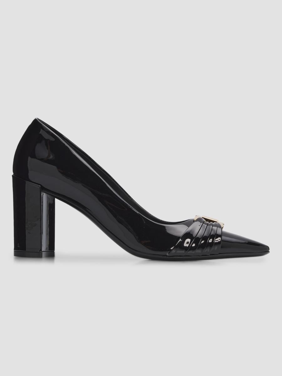 Ferragamo Women's Tillya Gancini Toe 70mm Patent Leather Block Heel Pump In Multi