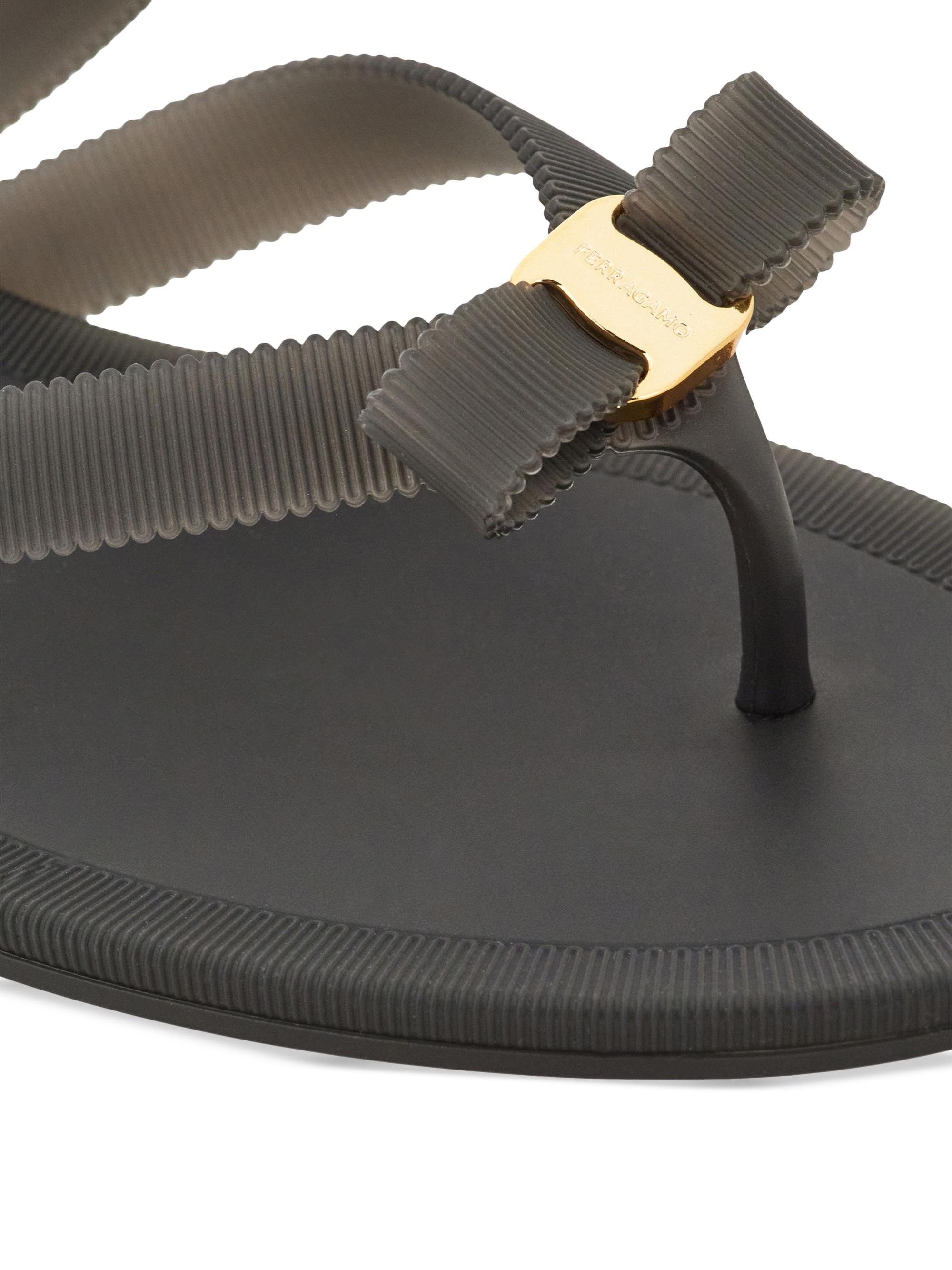 FERRAGAMO Jealsa Grosgrain-Effect Flat Sandals | Saks Fifth Avenue