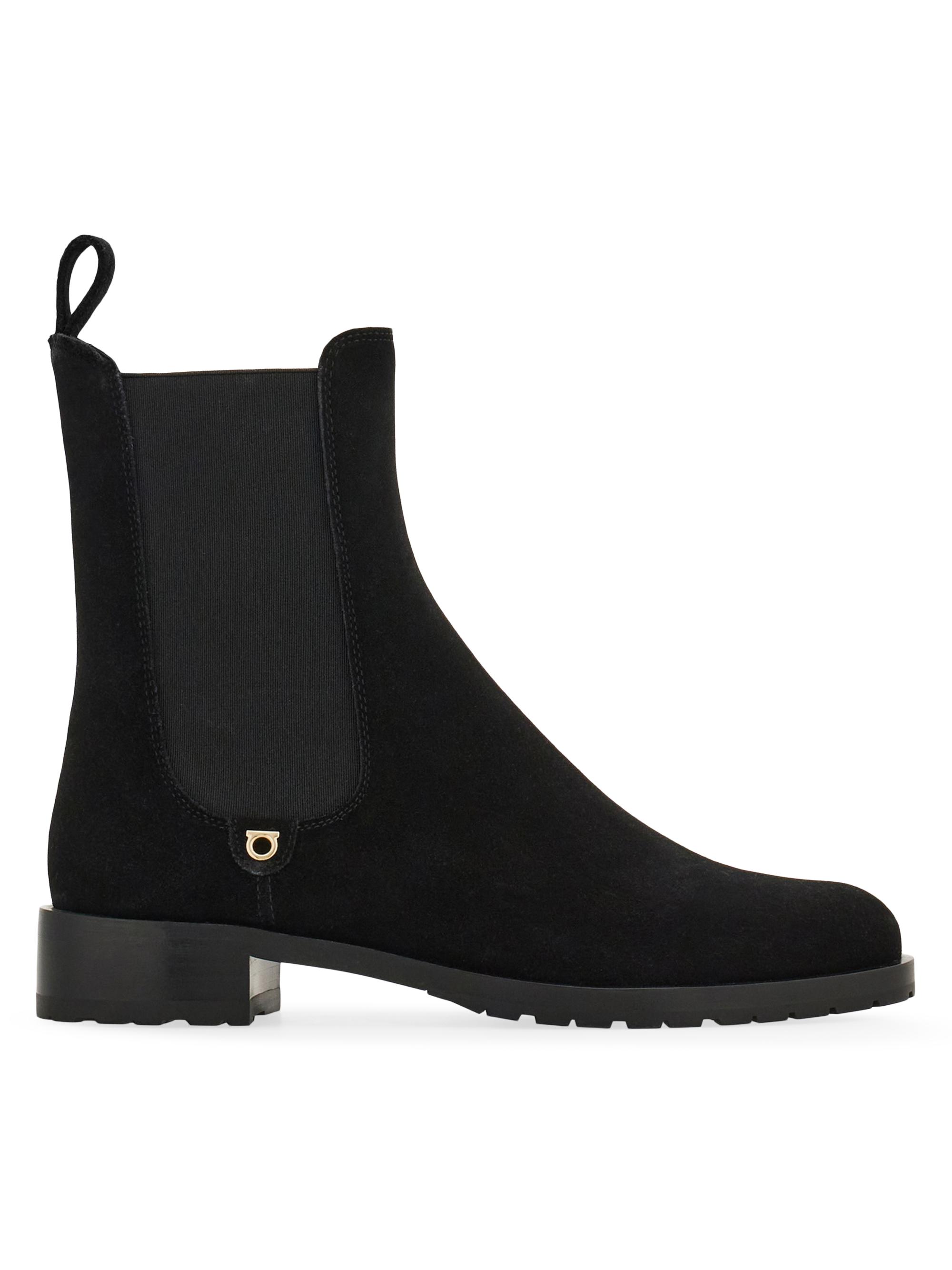 FERRAGAMO Women's Briuli Suede Chelsea Boots - Nero - Women's Clothing