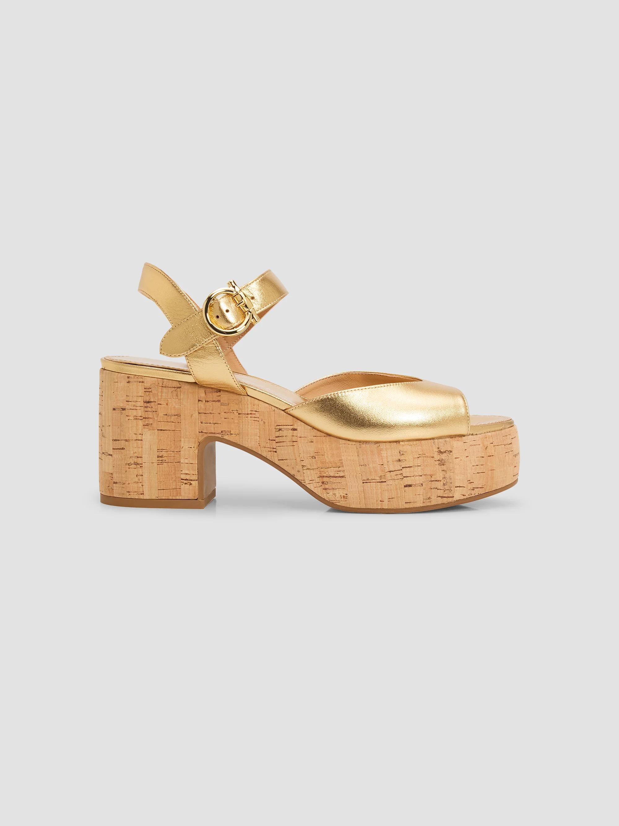 FERRAGAMO Nerea 75MM Metallic Leather Platform Sandals | Saks