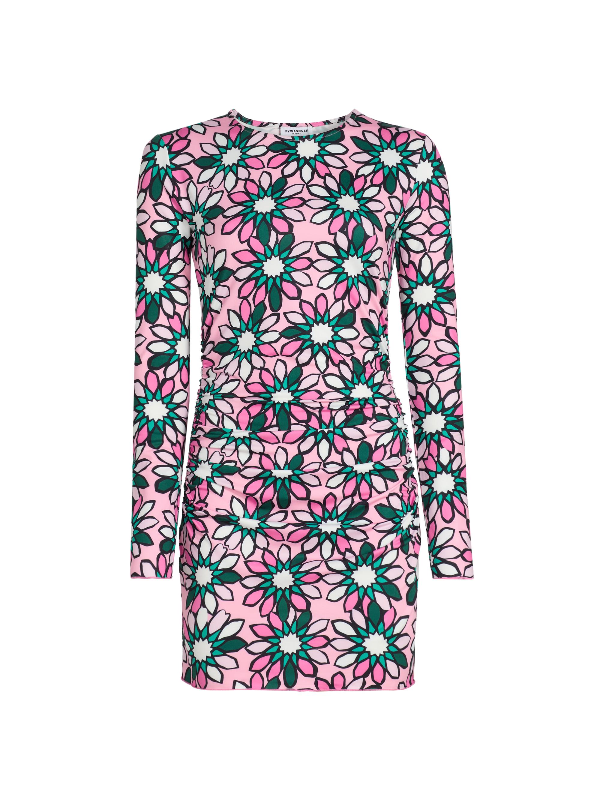 Eywasouls Malibu Women's Hazel Floral Jersey Crewneck Minidress - Meadow Margarita