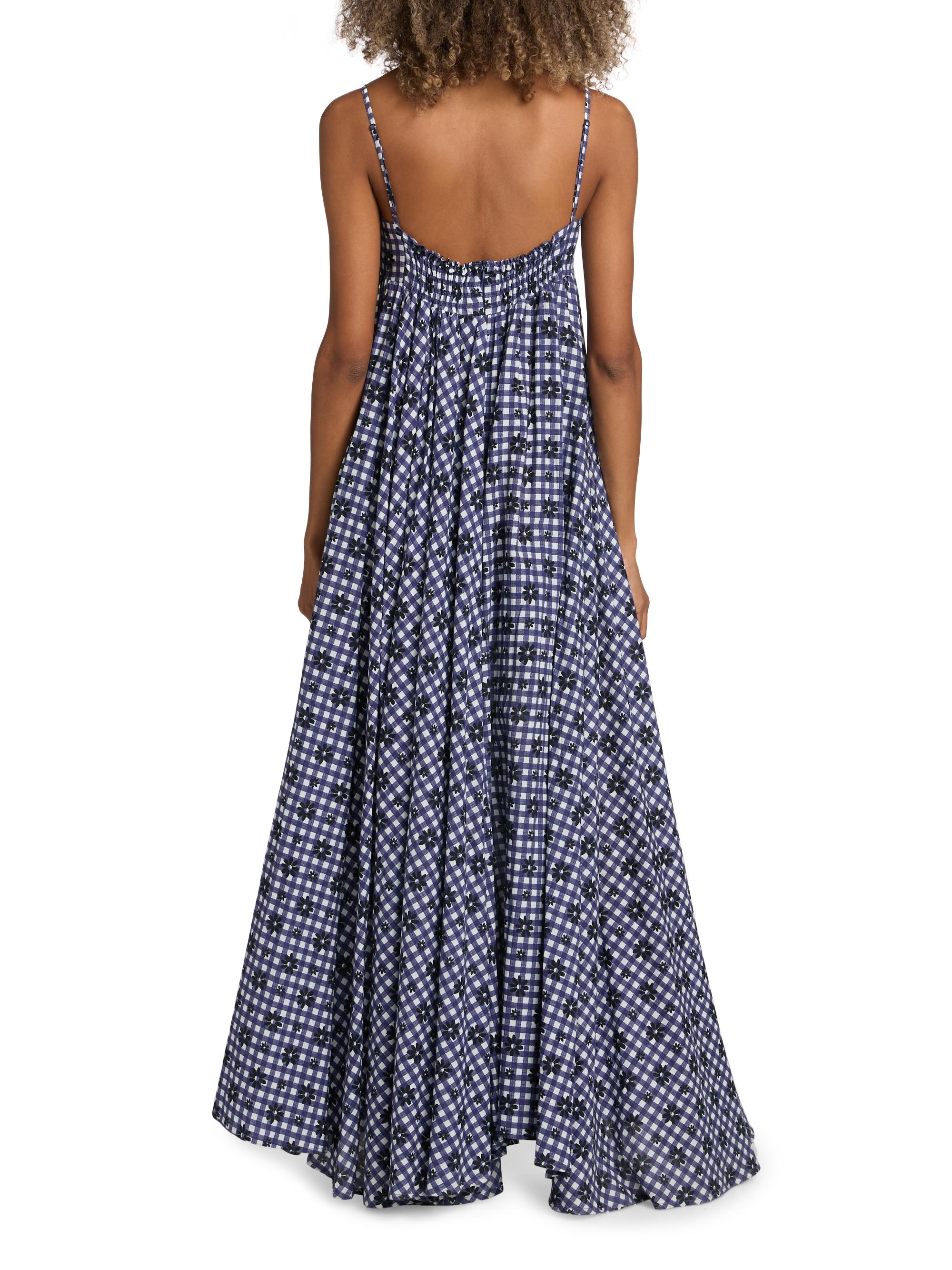 cotton a line maxi dress Blue Checks Woman Cotton Maxi Dress – Pinklay (India) main image 0