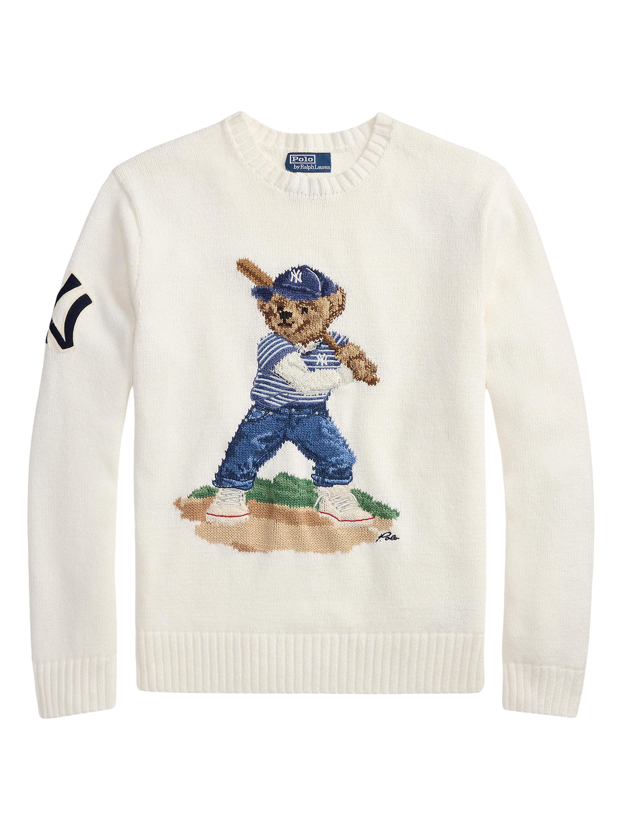 Polo Ralph Lauren Yankees Bear Linen-Cotton Sweater | Saks Fifth 