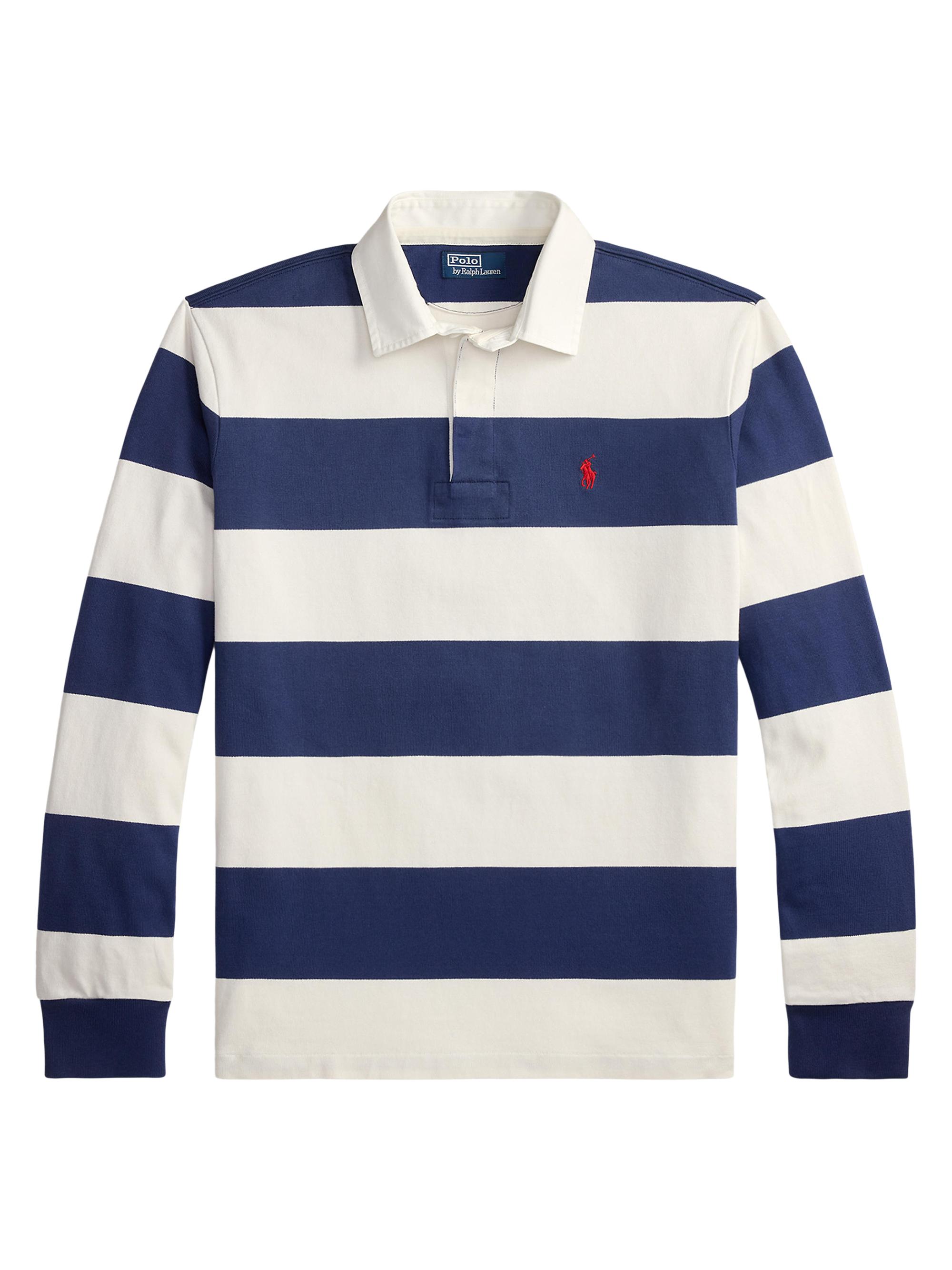 Polo Ralph Lauren Men's Rugby Striped Cotton Shirt - Dark Cobalt Deckwash White