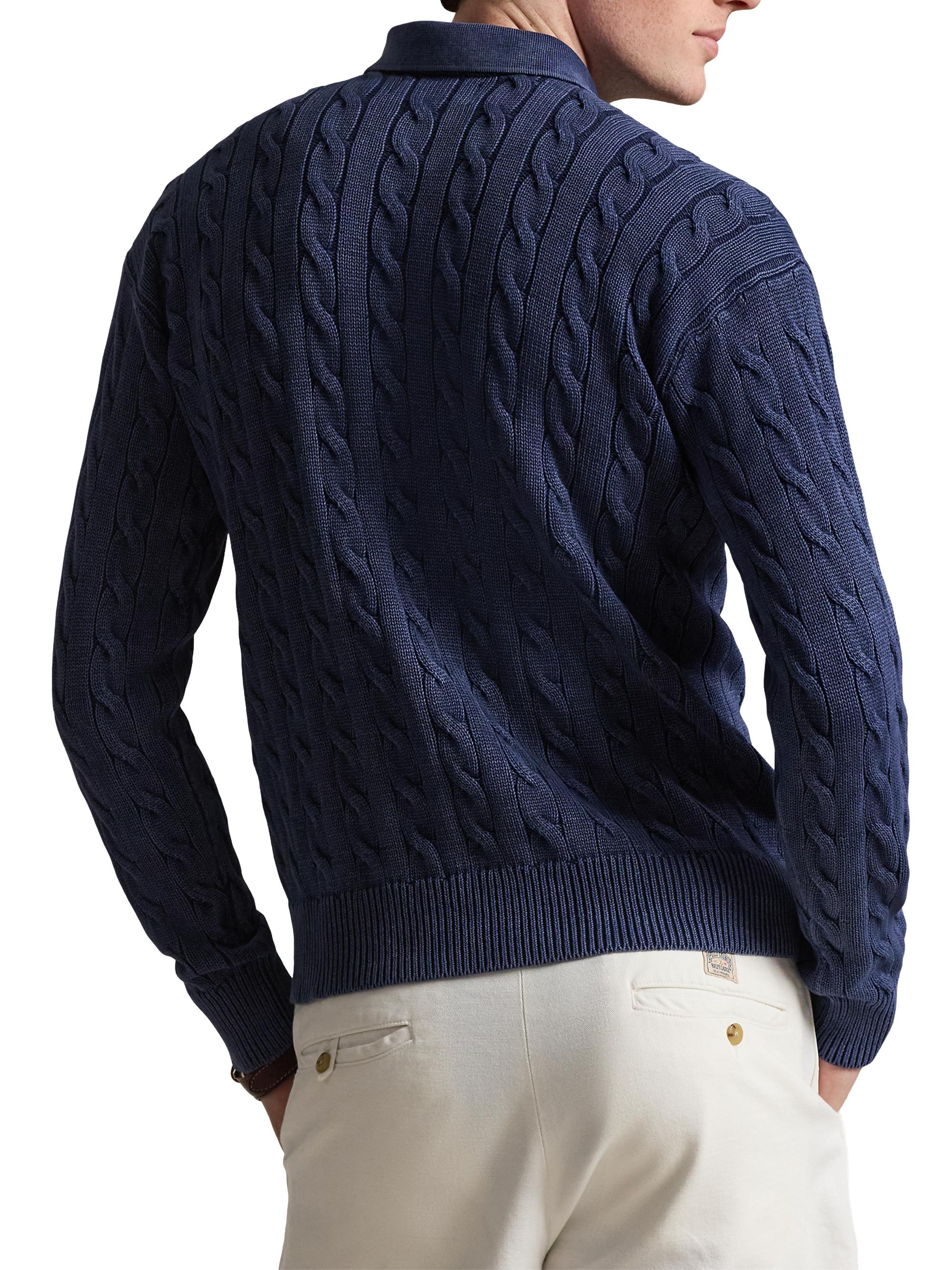 Polo Ralph Lauren Cable-Knit Cotton Polo Sweater | Saks Fifth Avenue
