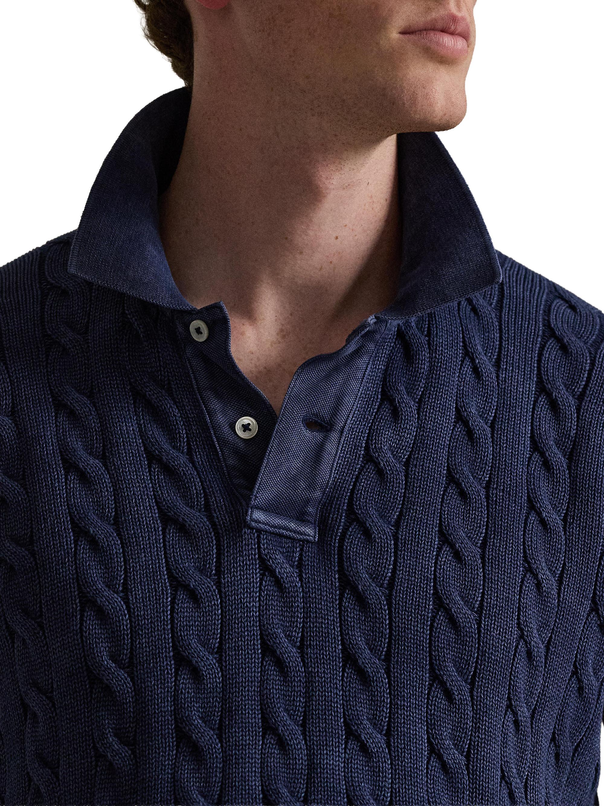 Polo Ralph Lauren Cable-Knit Cotton Polo Sweater | Saks Fifth Avenue