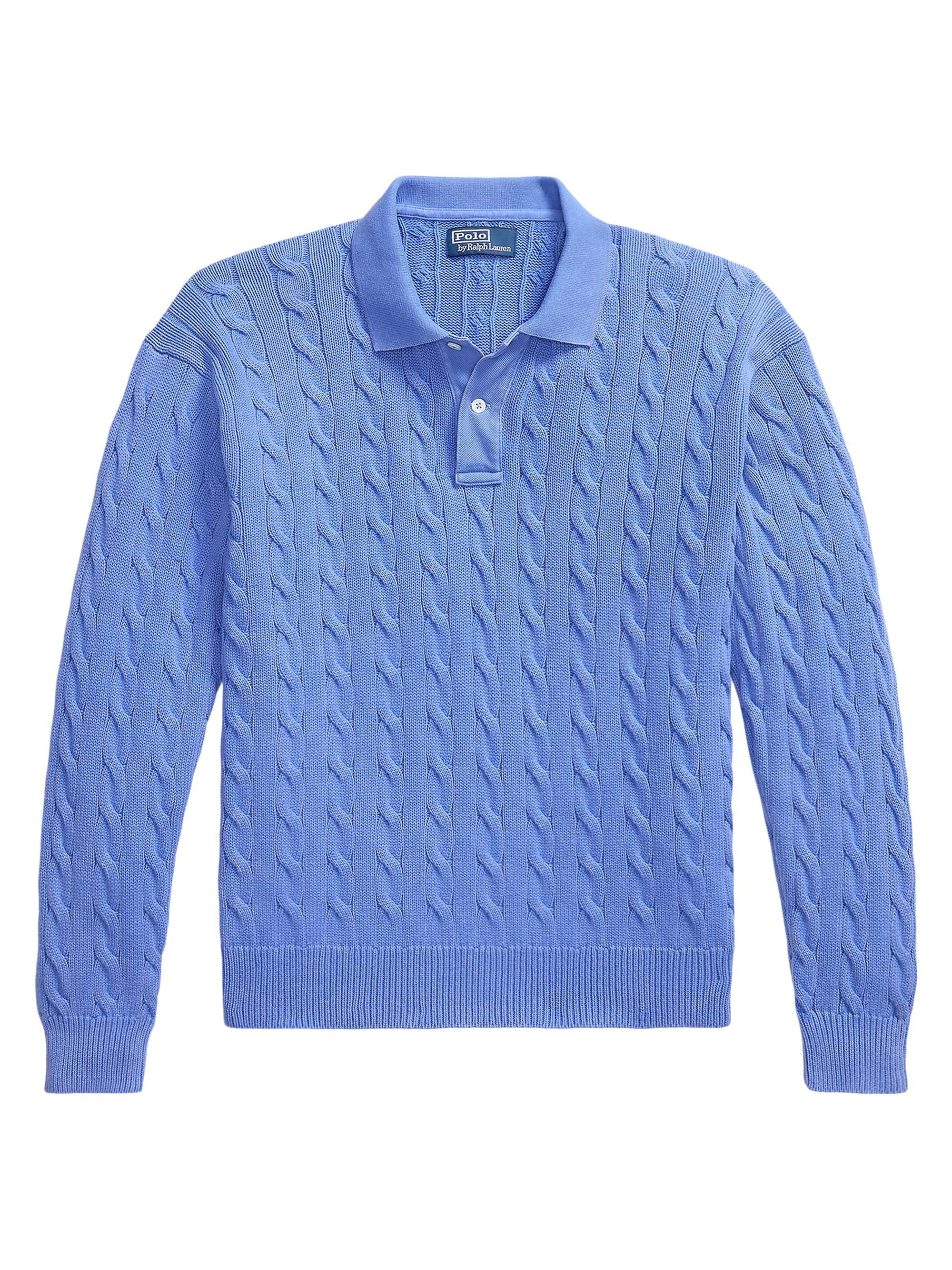 Polo Ralph Lauren Men's Cable-Knit Cotton Polo Sweater - Maidstone Blue