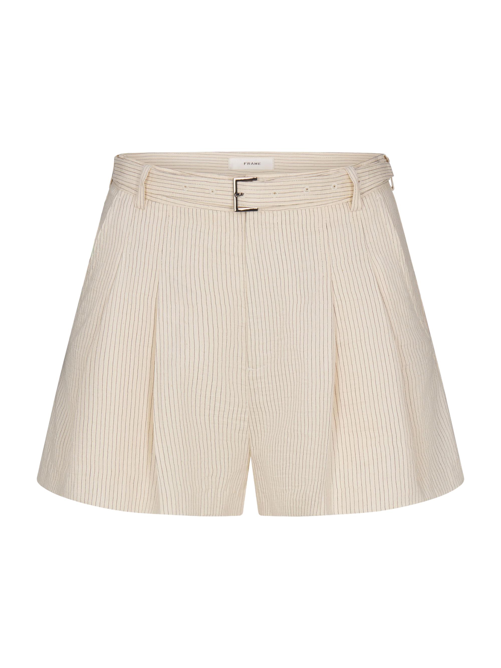 FRAME Women's The Striped Soho Wide-Leg Belted Shorts - Ecru Multi