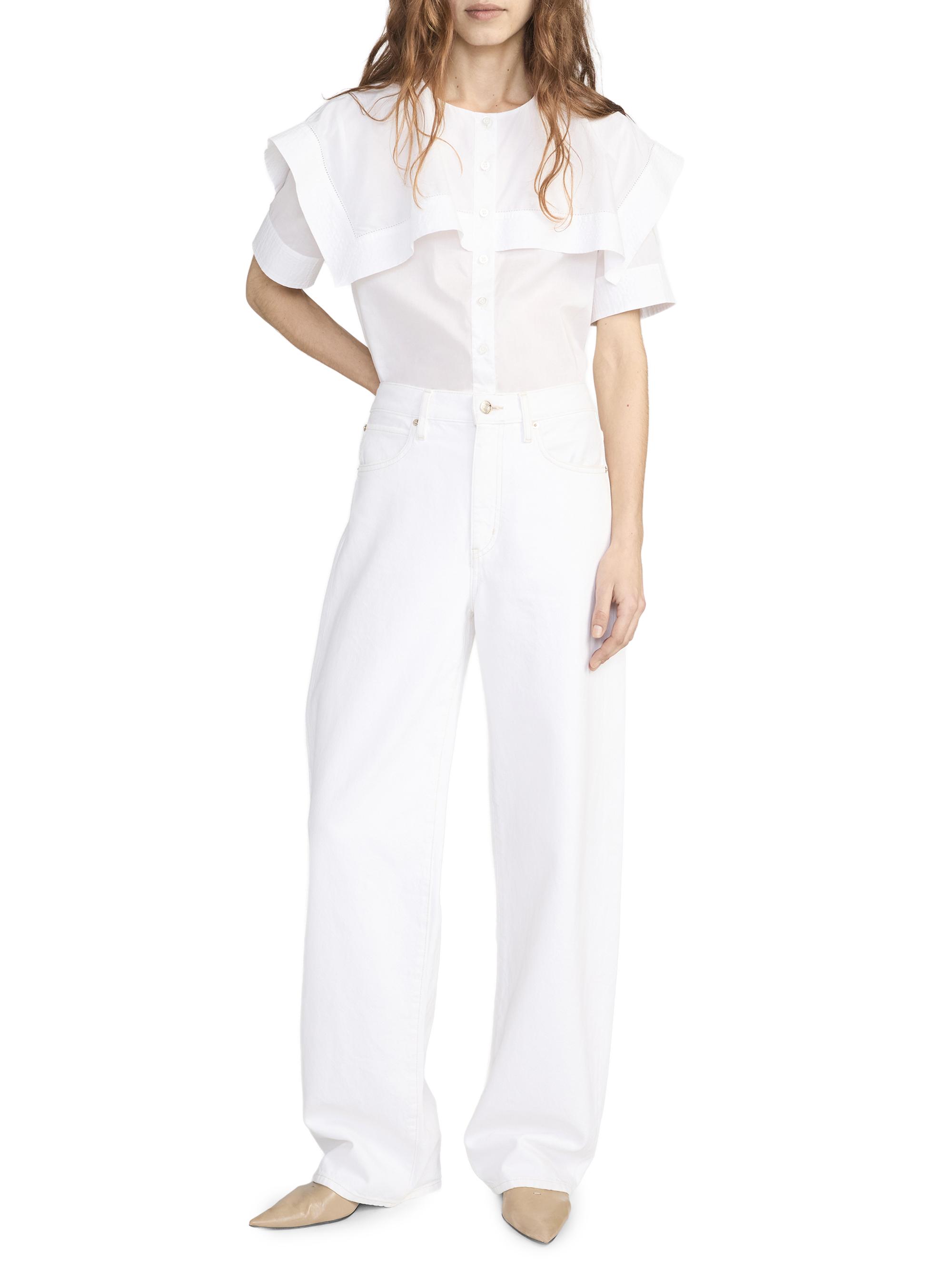 FRAME Women's The Sleek Cotton Cape Shirt - White - Women's Clothing