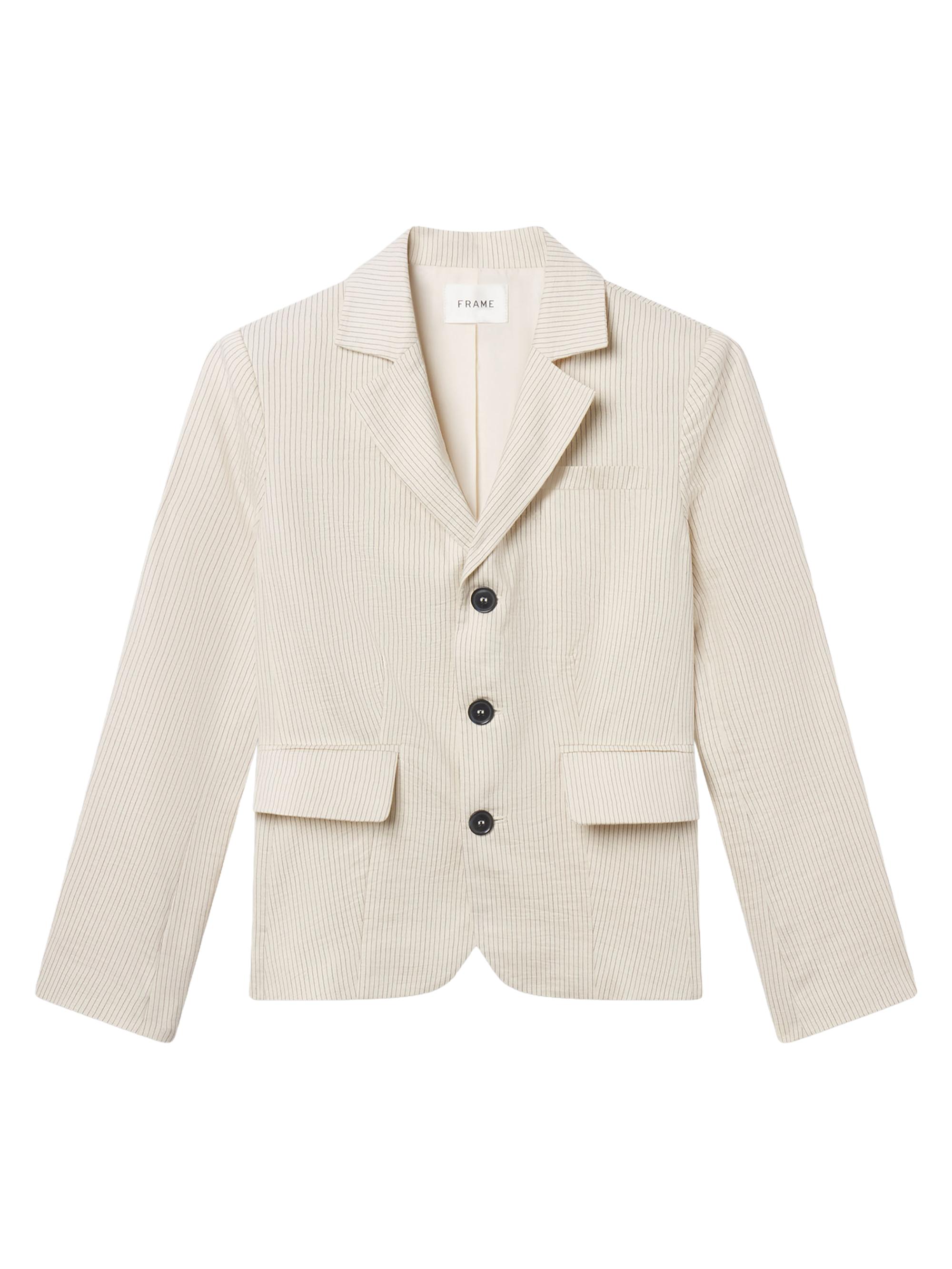 FRAME Women's Striped Cotton-Blend Single-Breasted Blazer - Ecru Multi