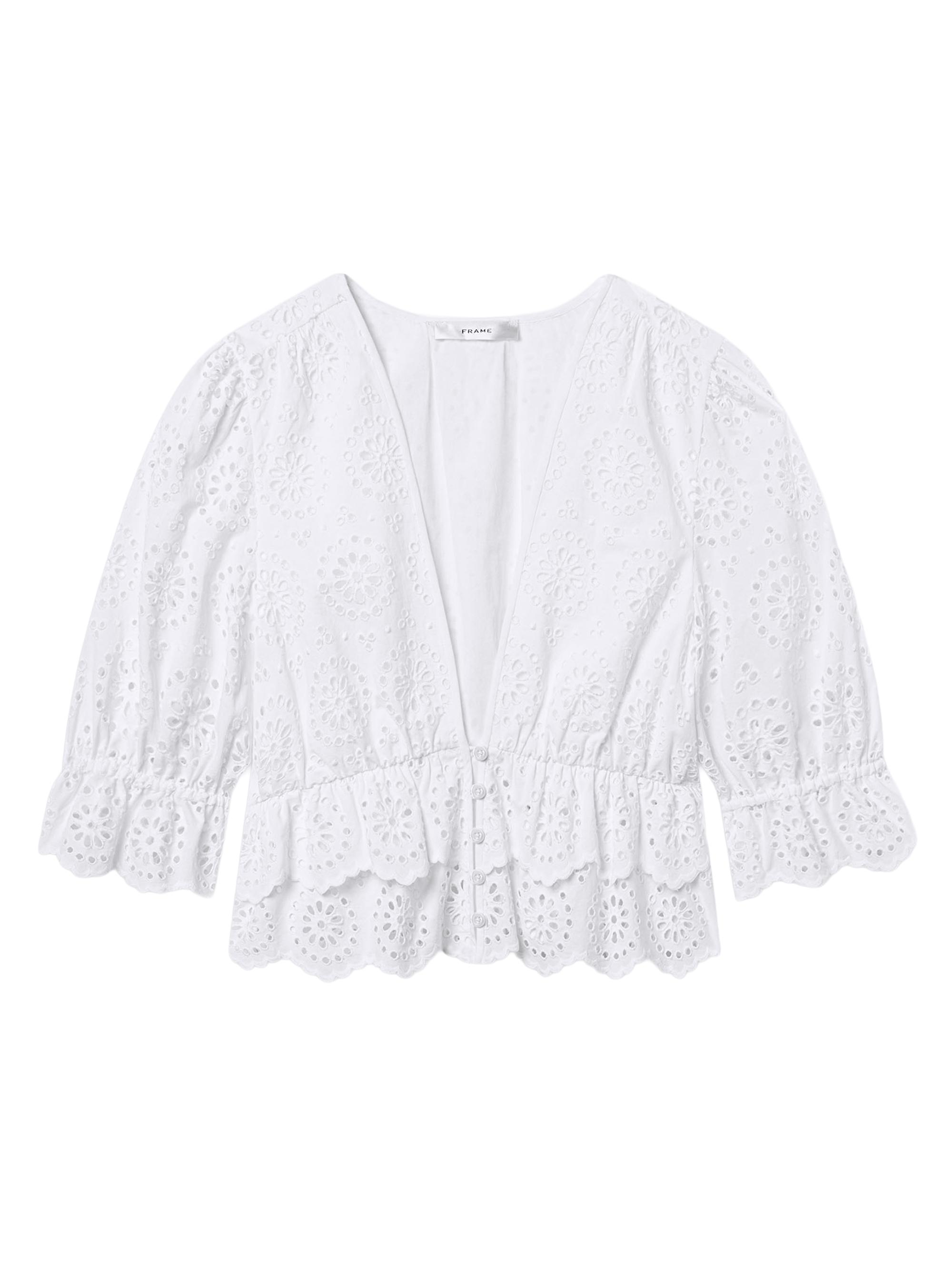 FRAME Women's The Solstice Eyelet Blouse - White