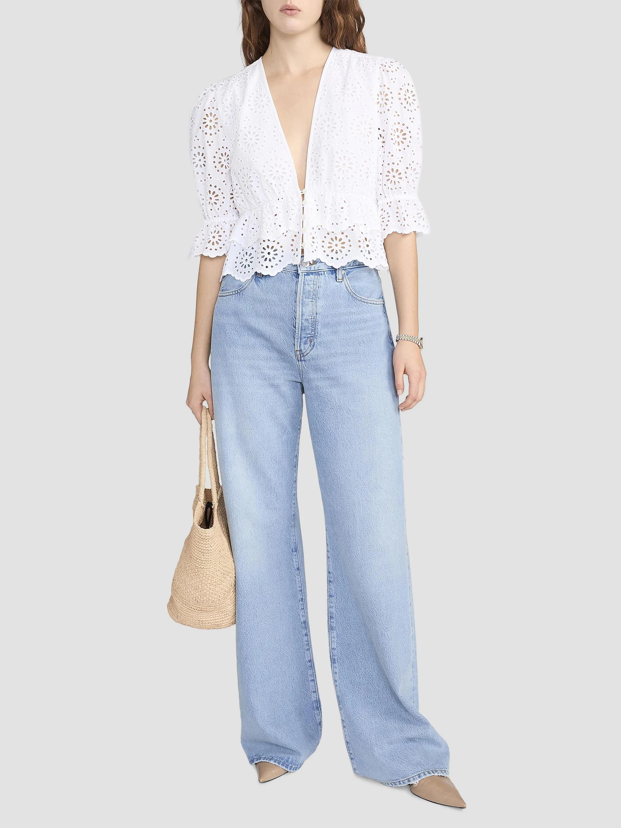 FRAME The Solstice Eyelet Blouse | Saks Fifth Avenue