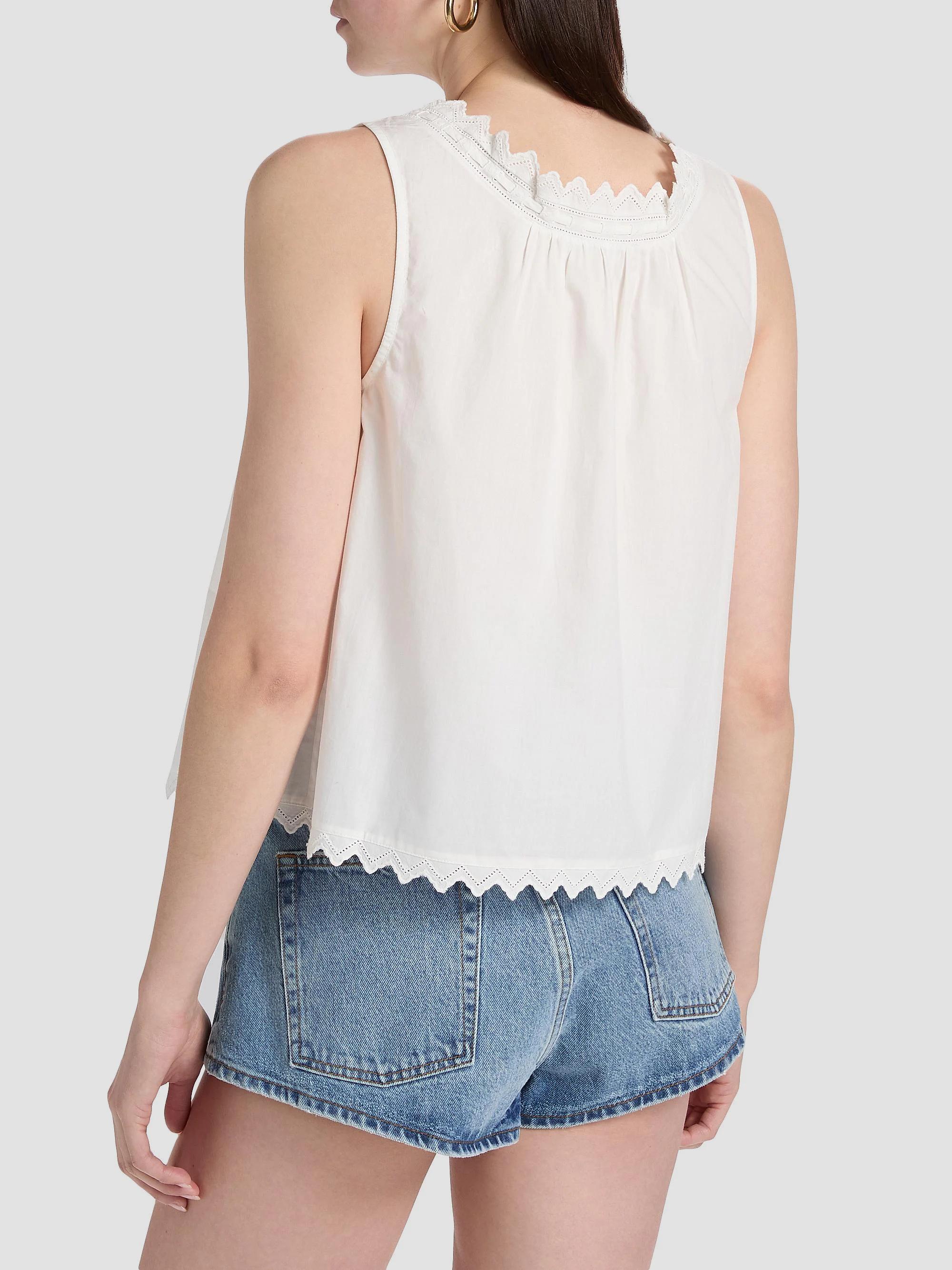 FRAME The Serene Eyelet Trim Cotton Tank | Saks Fifth Avenue