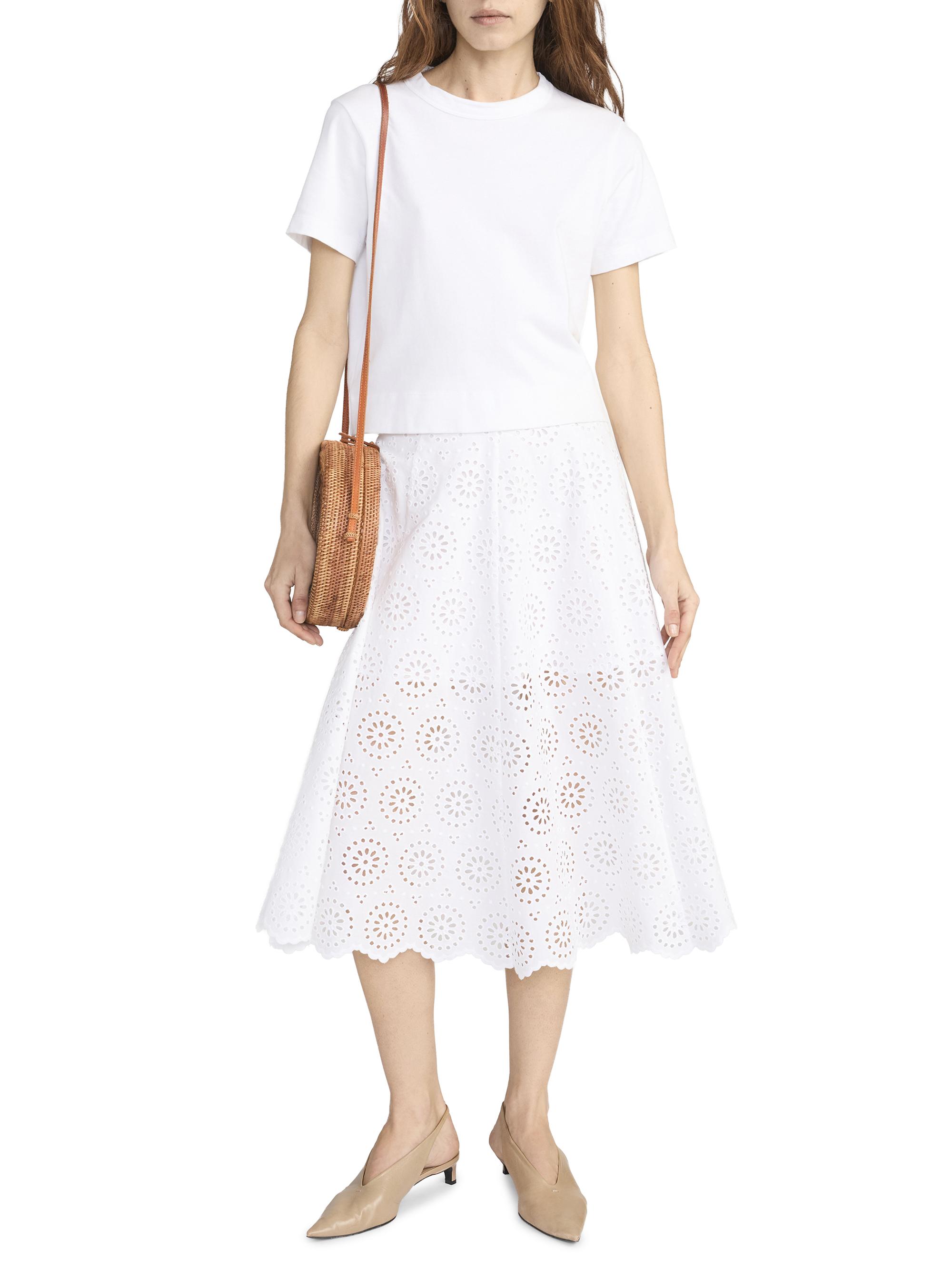 FRAME Women's The Solstice Eyelet Midi-Skirt - White