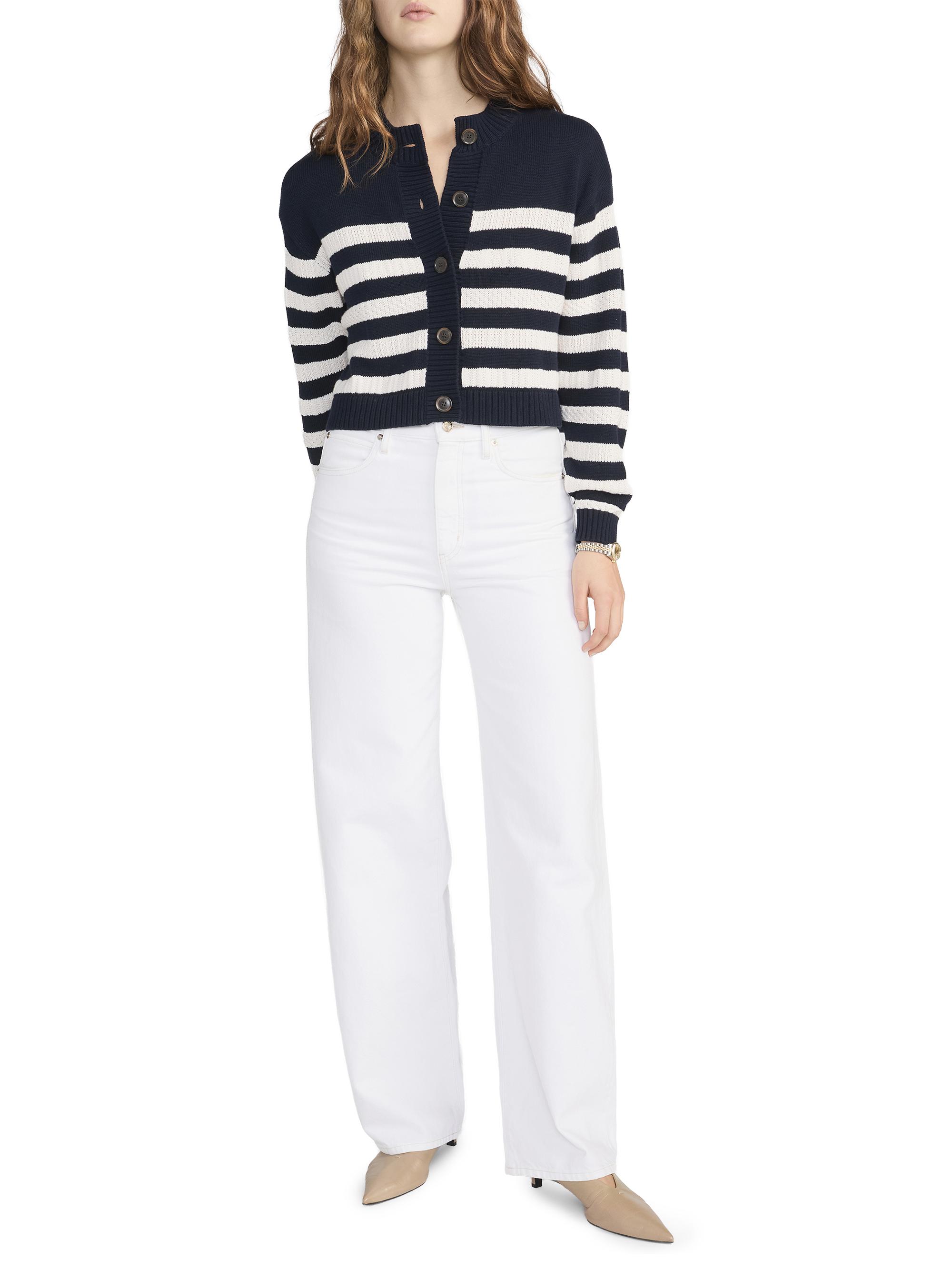 FRAME Women's The Variation Femme Striped Cardigan - Navy Multi