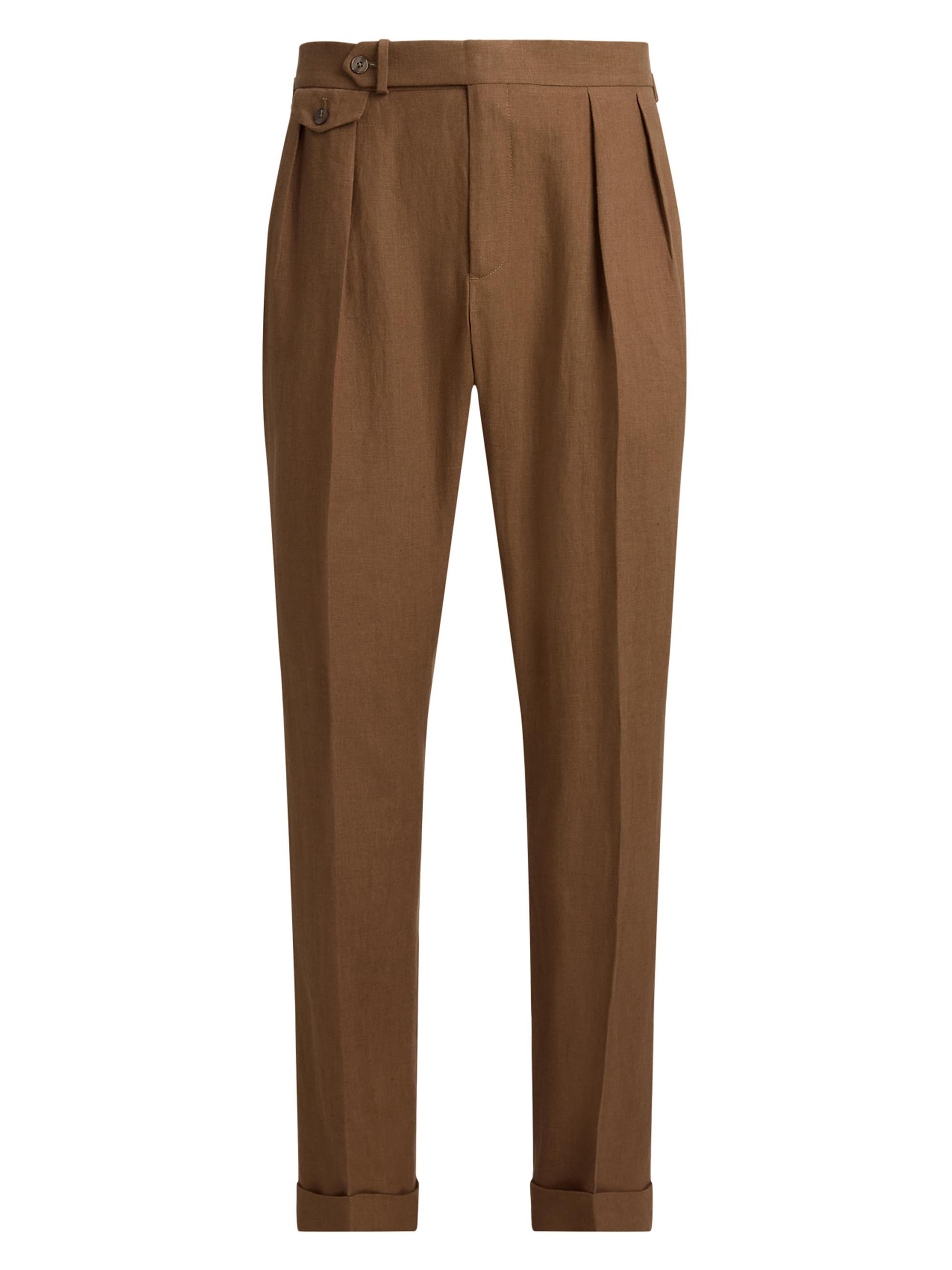 Polo Ralph Lauren Pleated Linen Straight-Leg Trousers