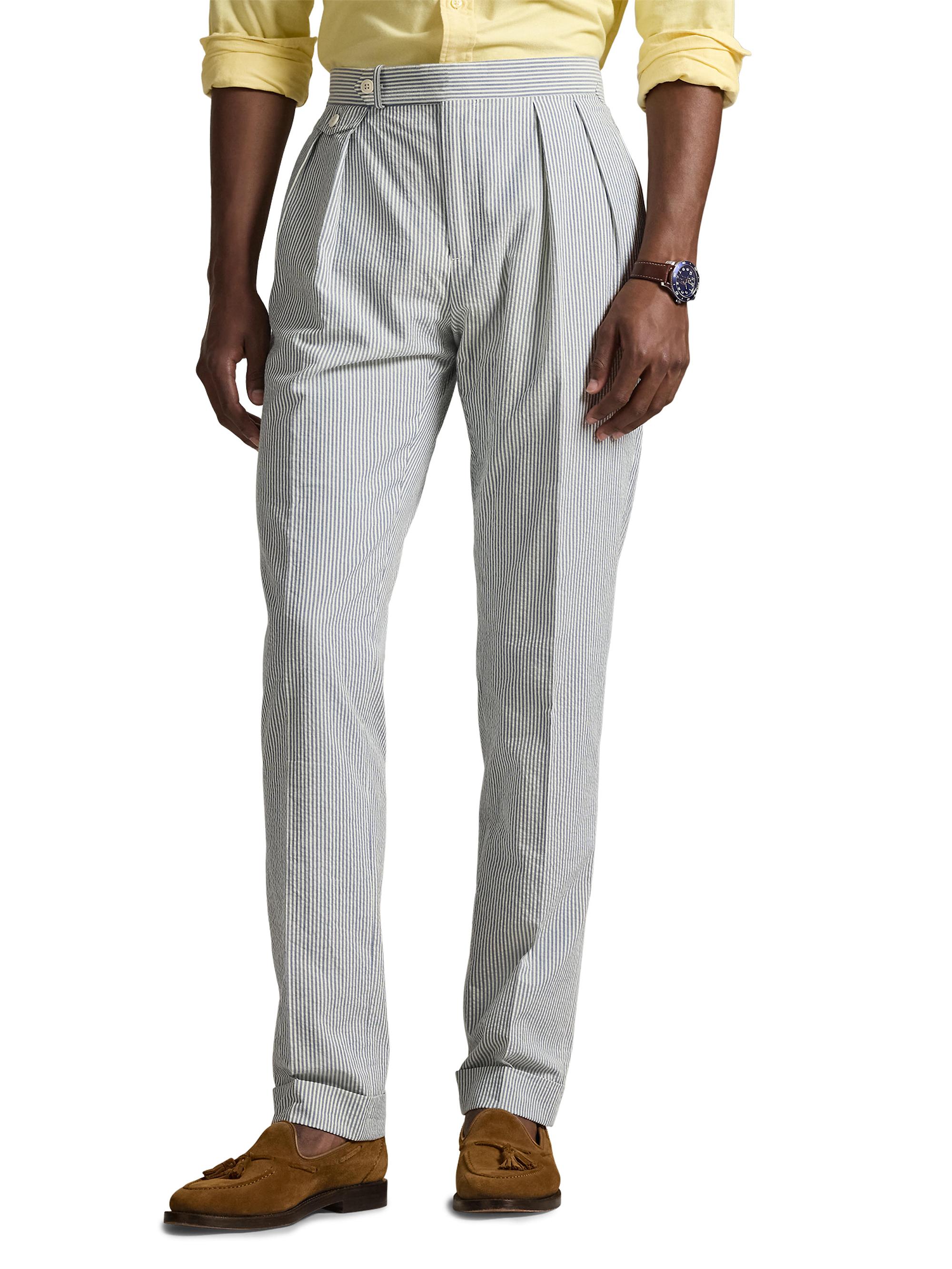 Polo Ralph Lauren Pinstriped Cotton Seersucker Pleated-Front Pants