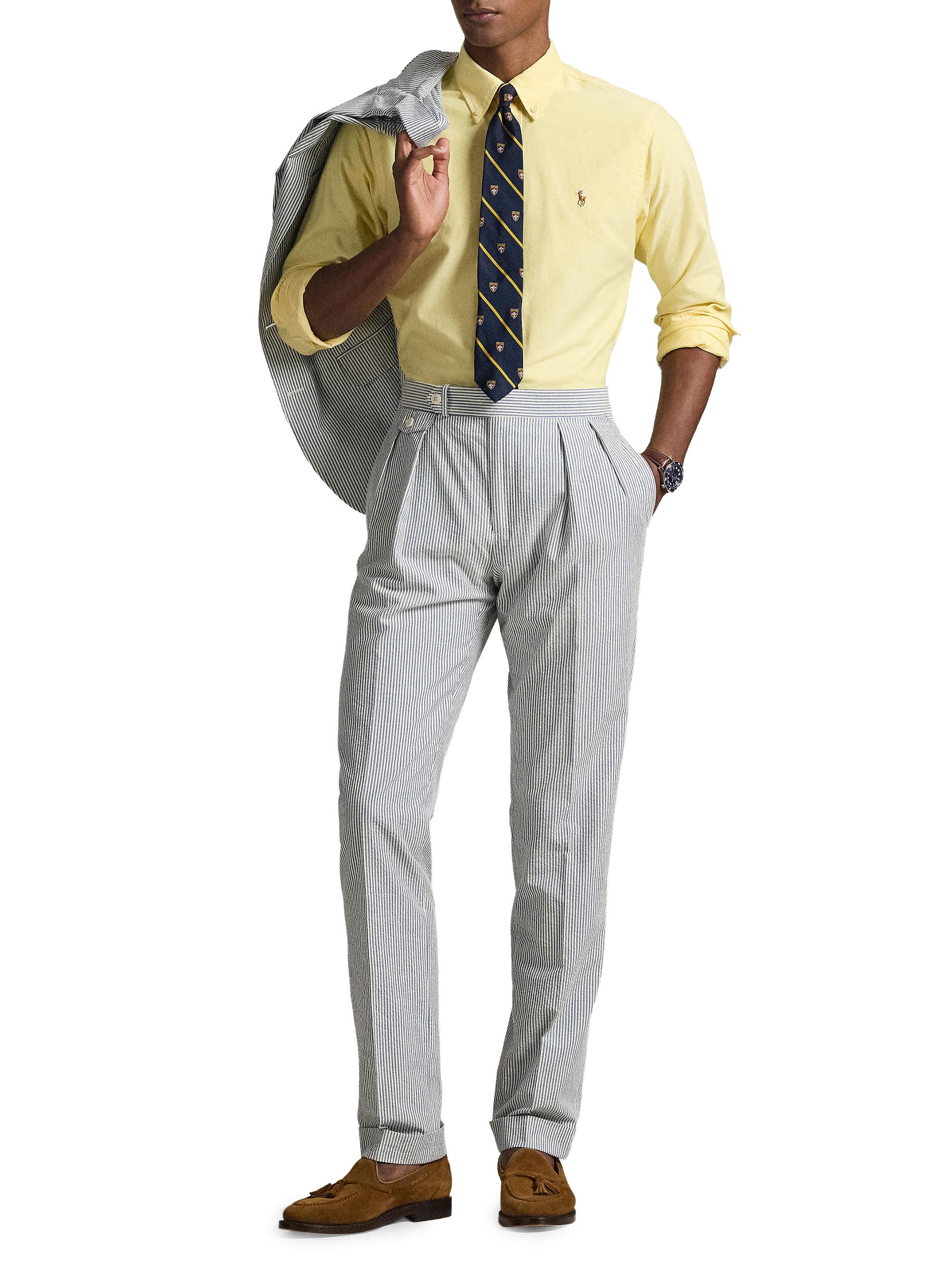 Polo Ralph Lauren Pinstriped Cotton Seersucker Pleated-Front Pants