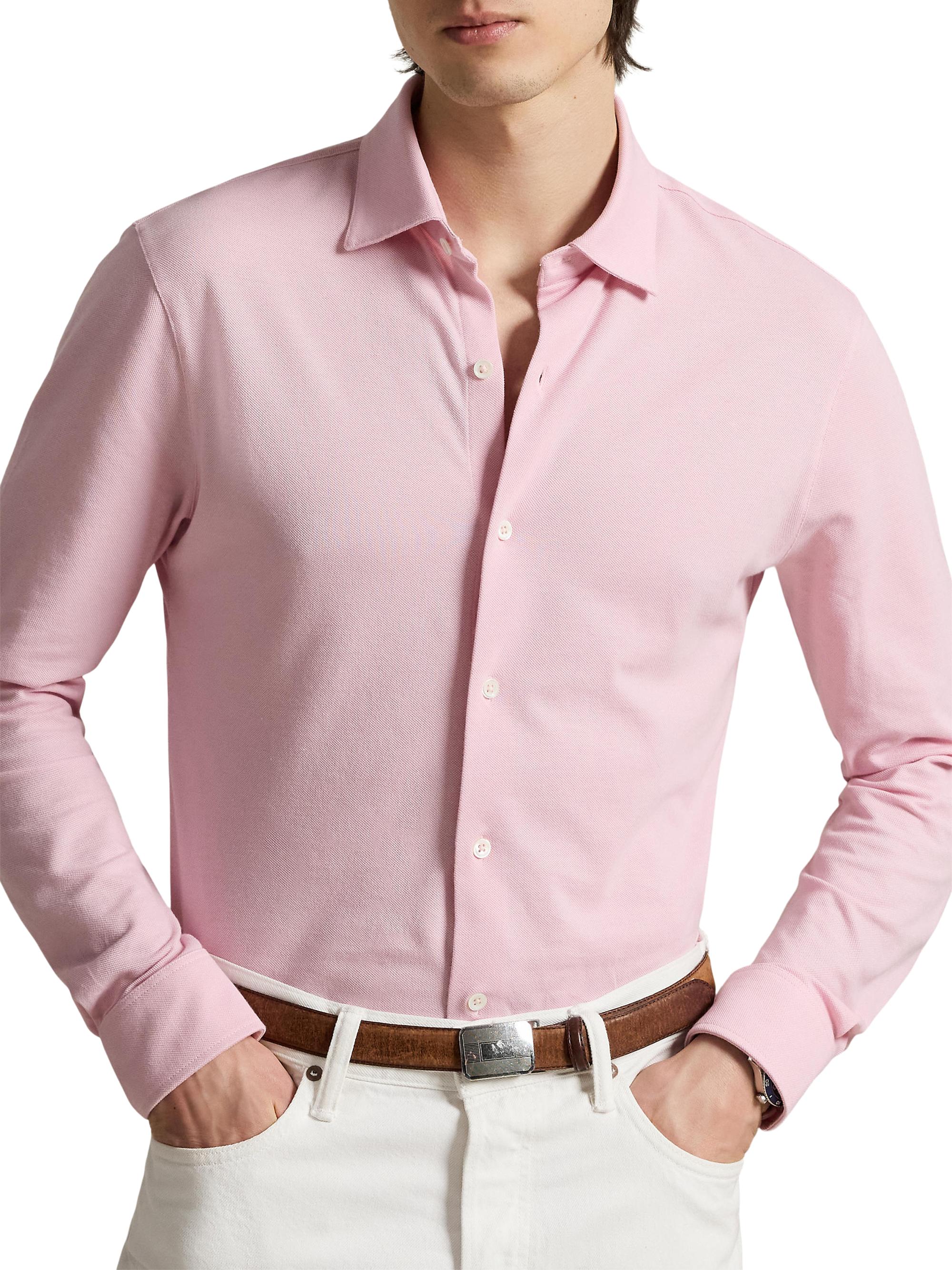 Polo Ralph Lauren Men's Lux Micro Pique-Knit Cotton Shirt - Garden Pink