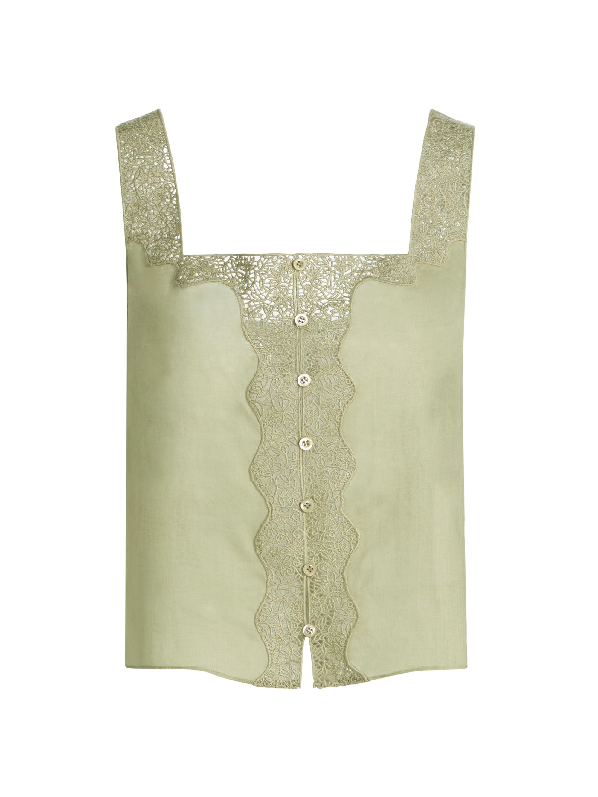 FRAME Women's The Embroidered Tank - Sage