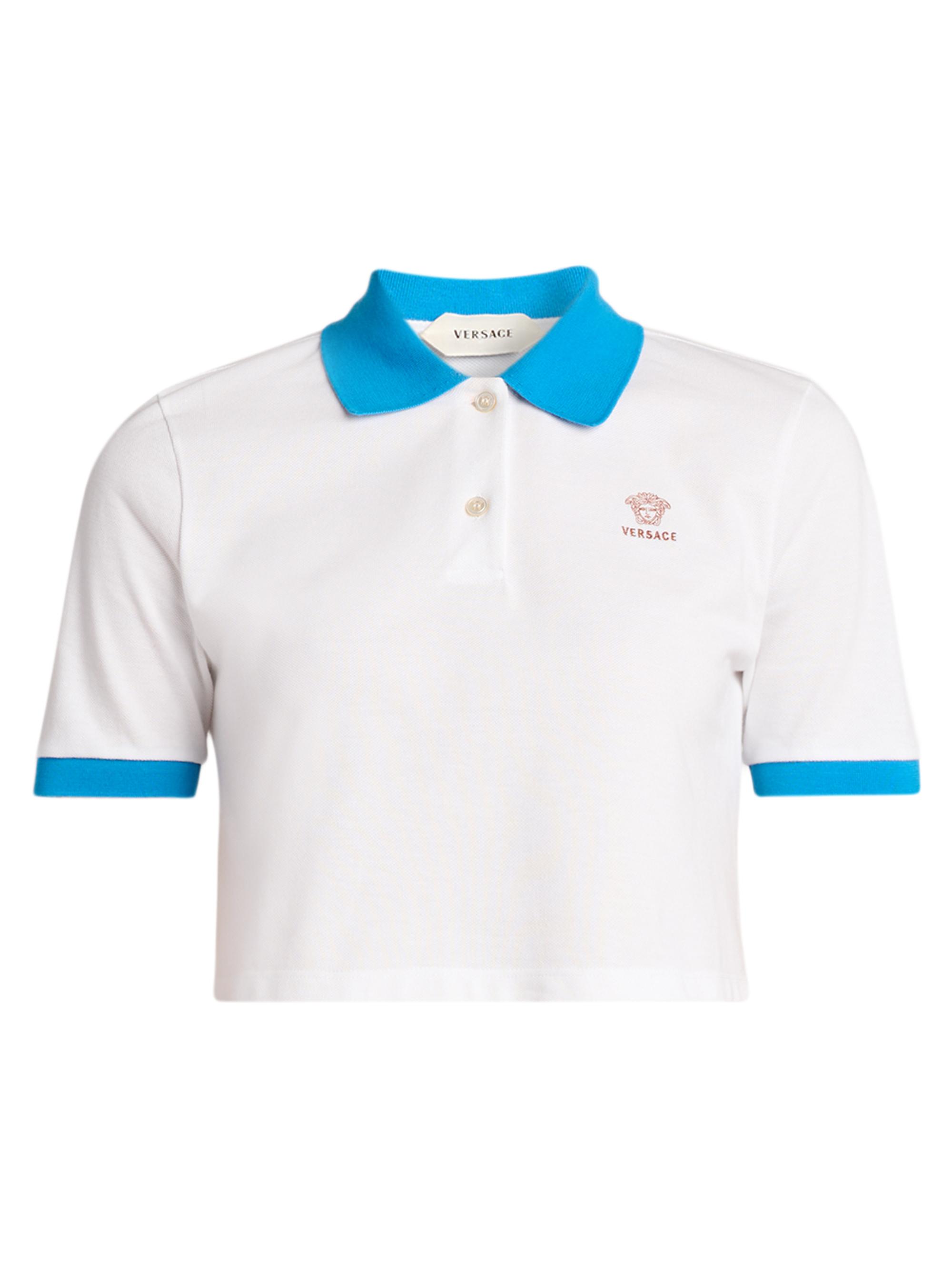 Versace Women's Medusa Pique Crop Polo Top - Multi Color