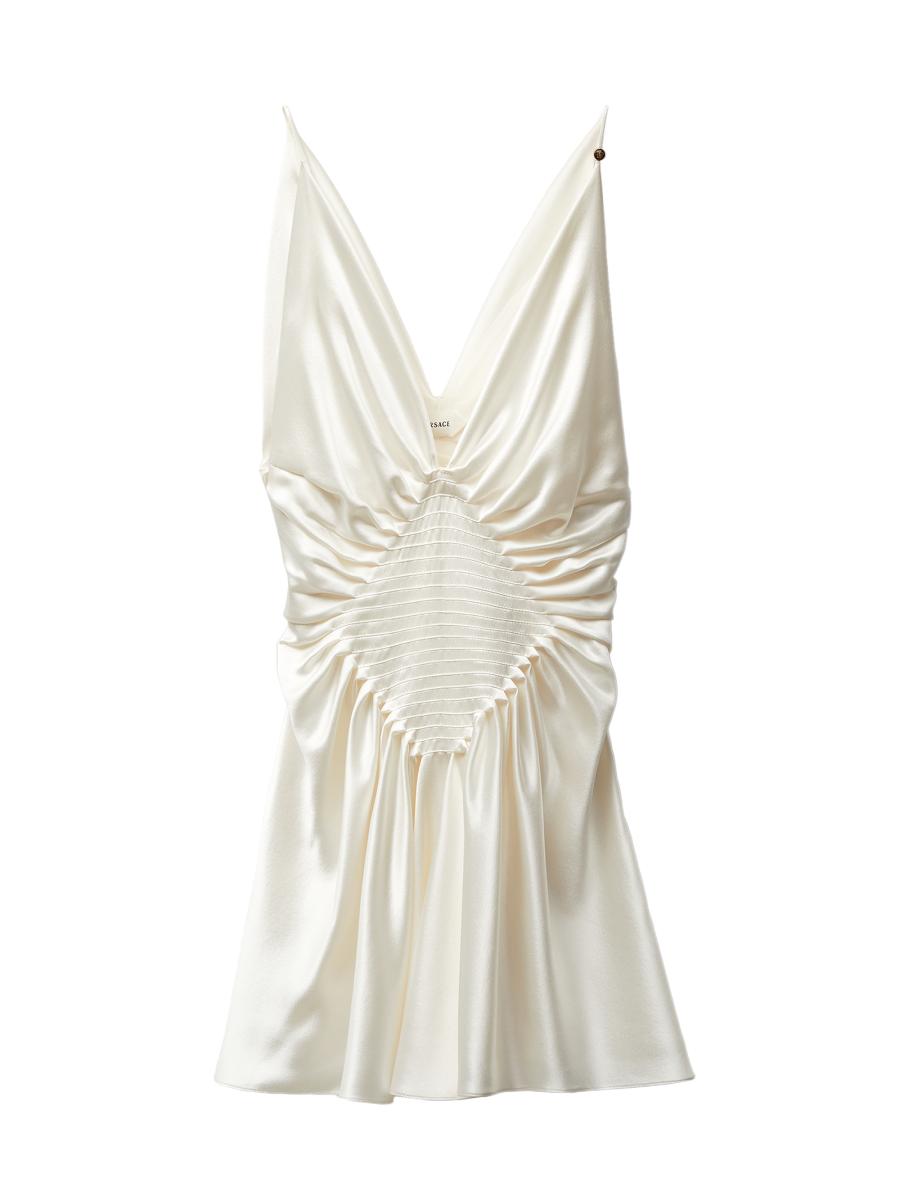 Versace Gathered Silk Satin Cocktail Minidress | Saks Fifth Avenue