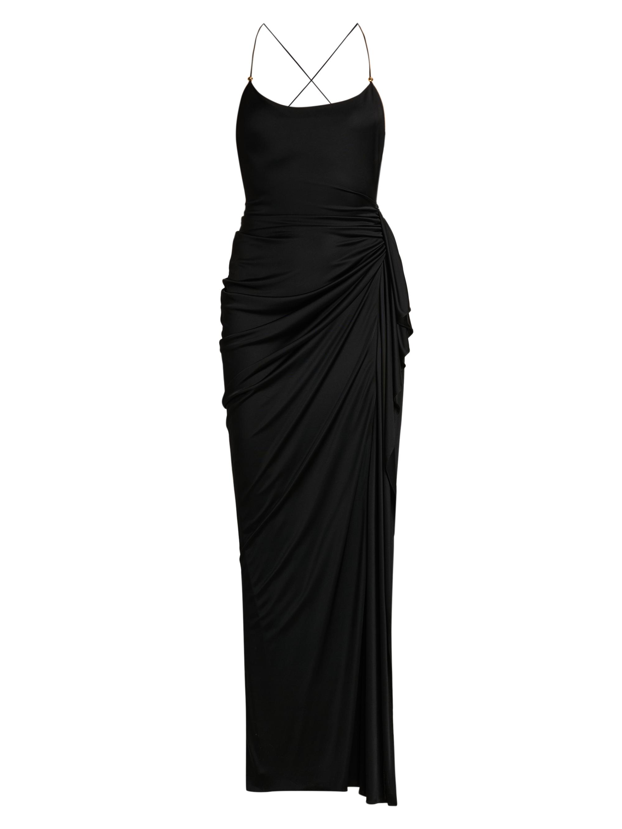 Versace Women's Draped Jersey Column Gown - Black