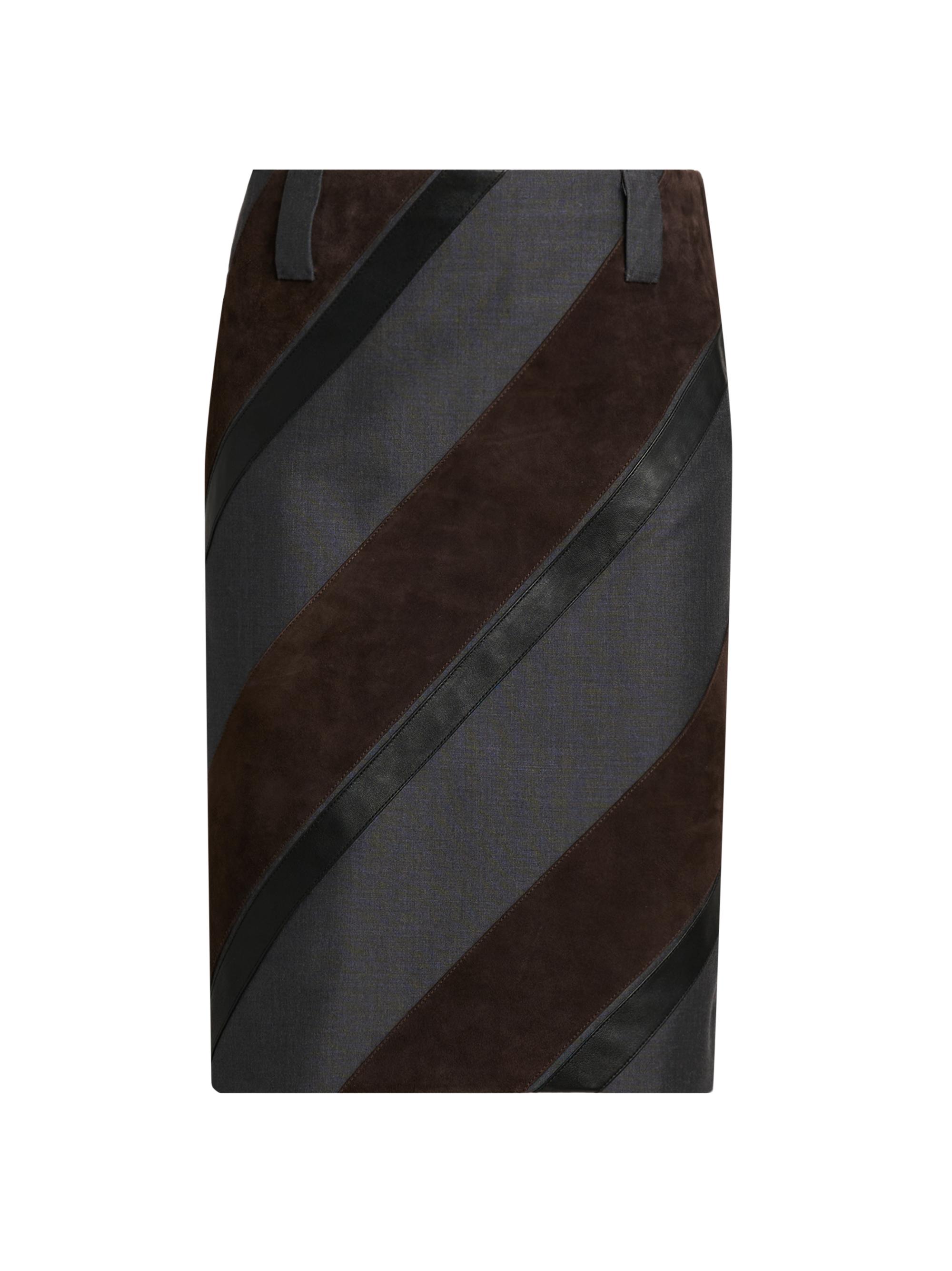 Versace Women's Suede & Leather Stripe Pencil Skirt - Multi Color