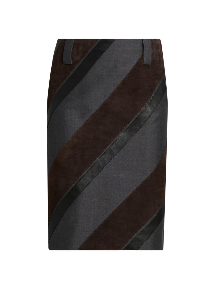 Versace Wool-mohair Pencil Skirt In Multi