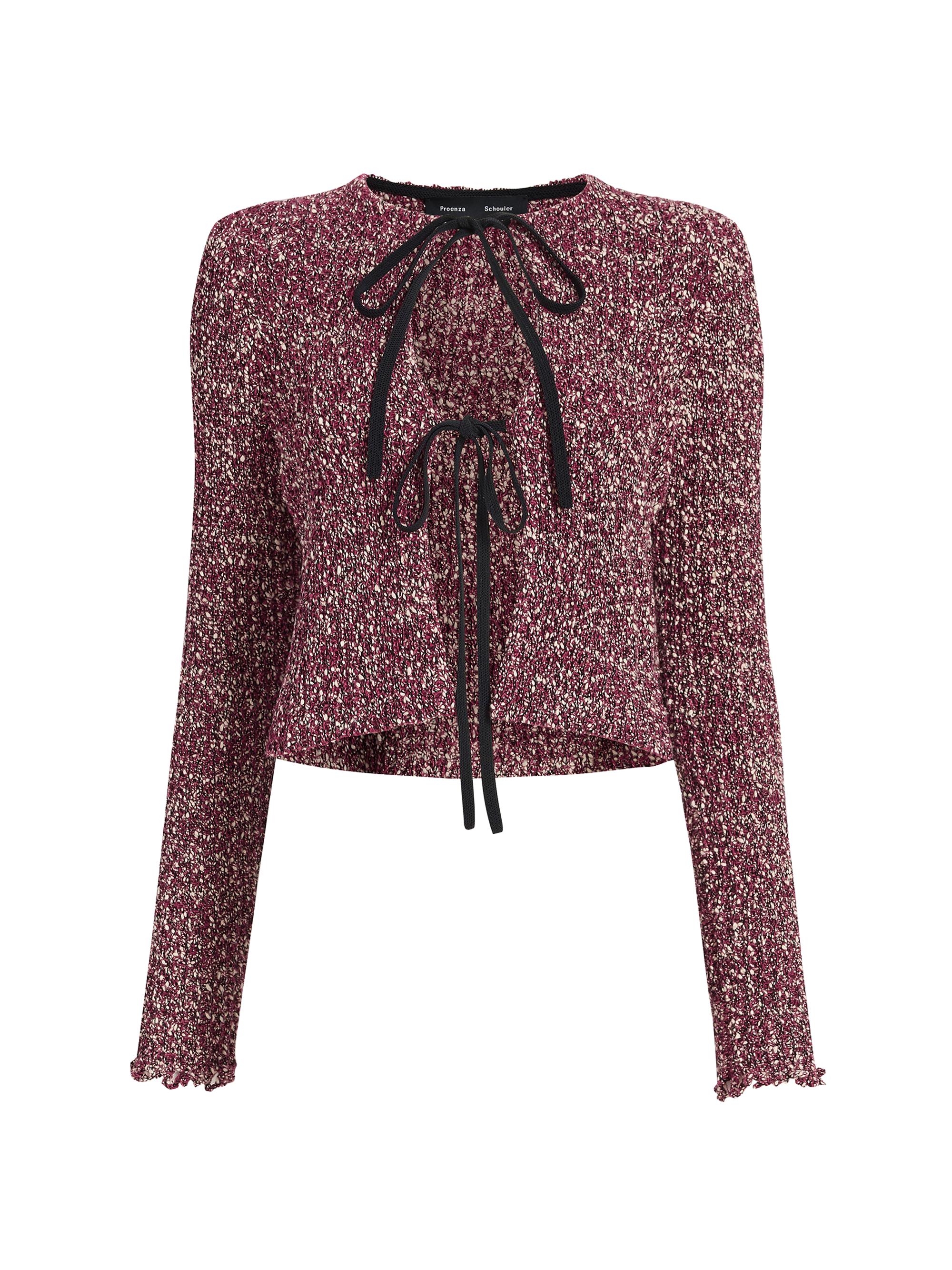 Proenza Schouler Women's Colette Popcorn-Stitch Front-Tie Cotton-Linen Top - Wine Multi