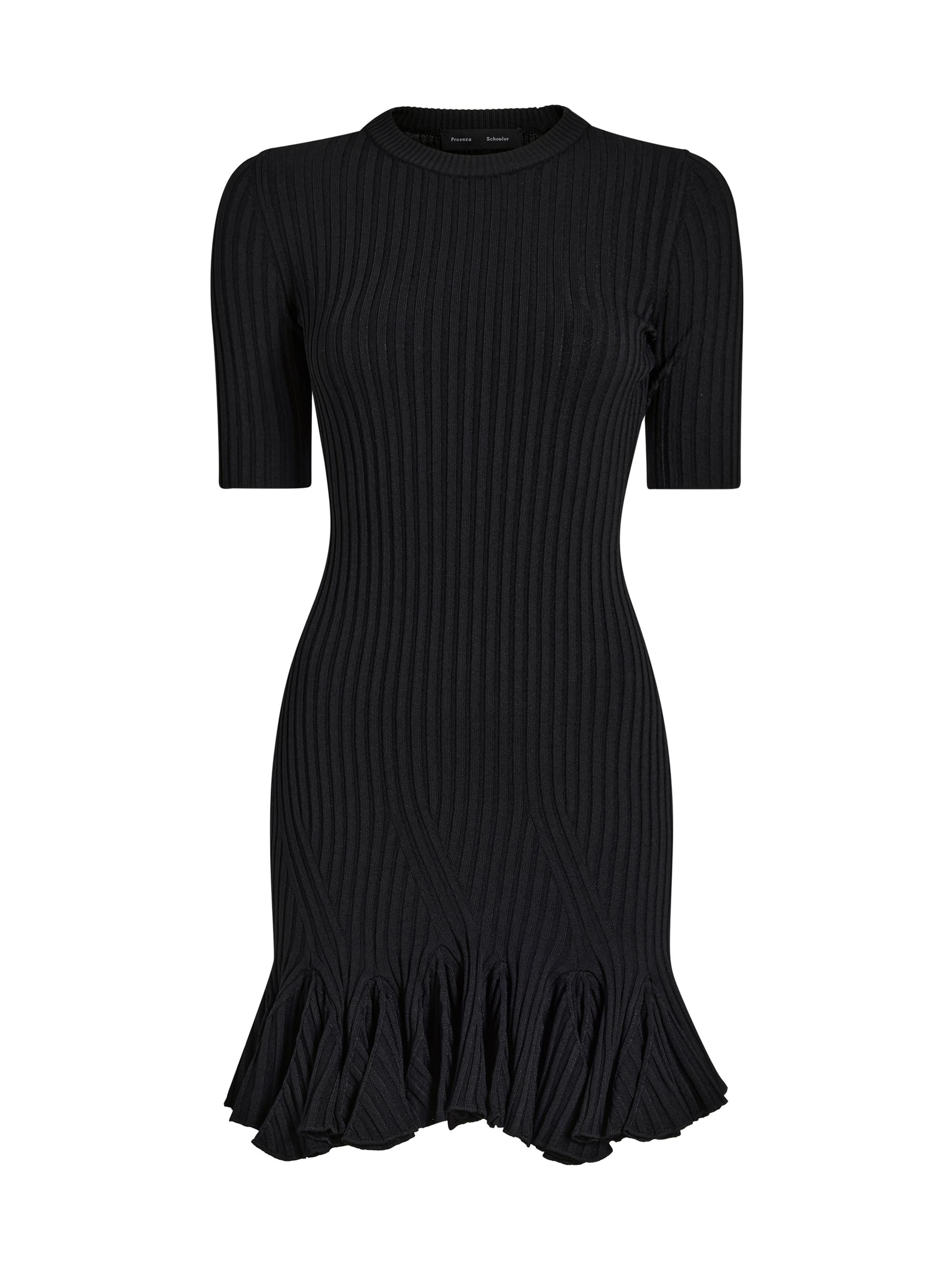 Proenza Schouler Women's Leandra Ribbed Godet-Hem Minidress - Black