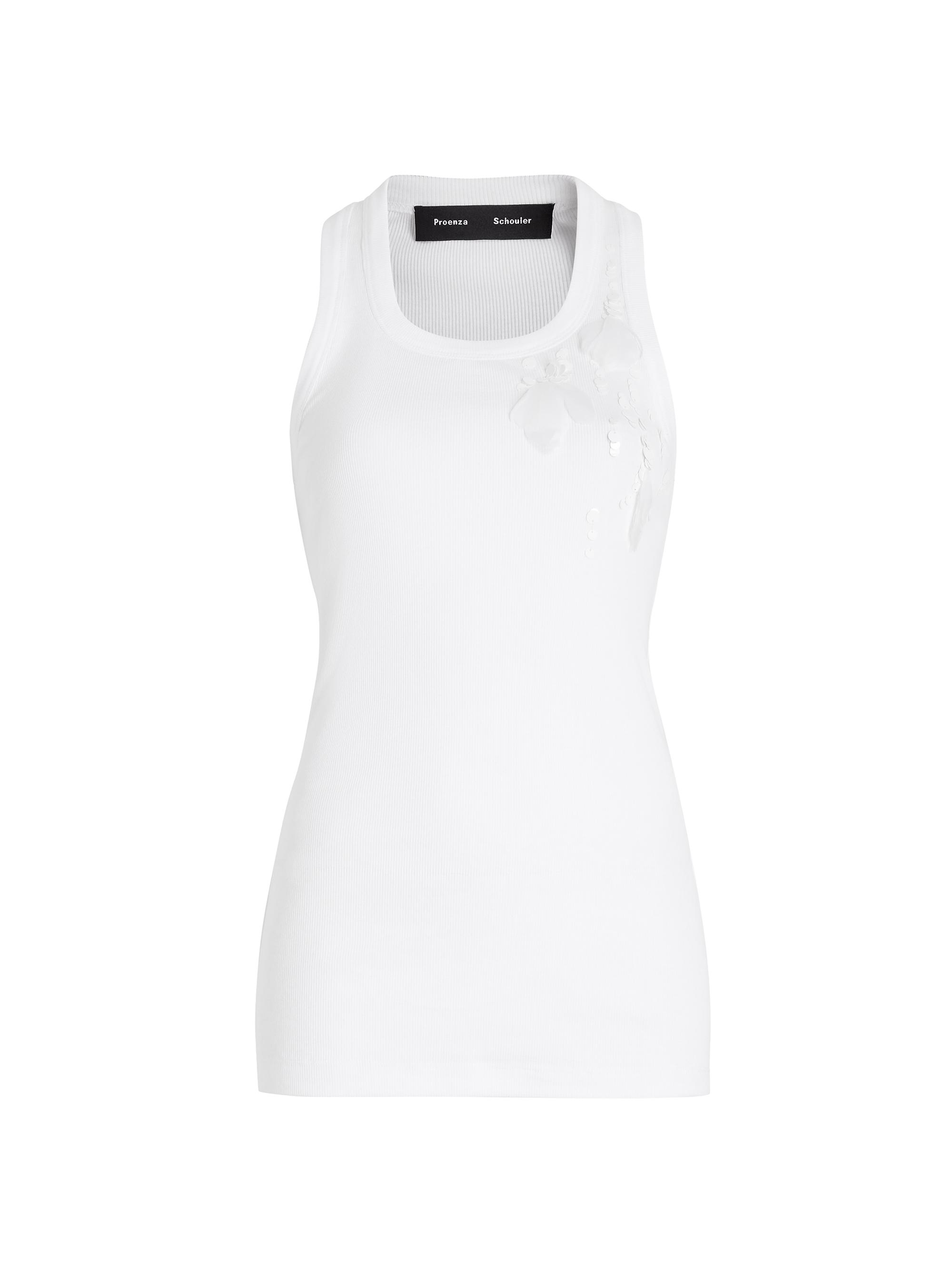 Proenza Schouler Women's Tana Ribbed Embroidered Cotton Tank - White