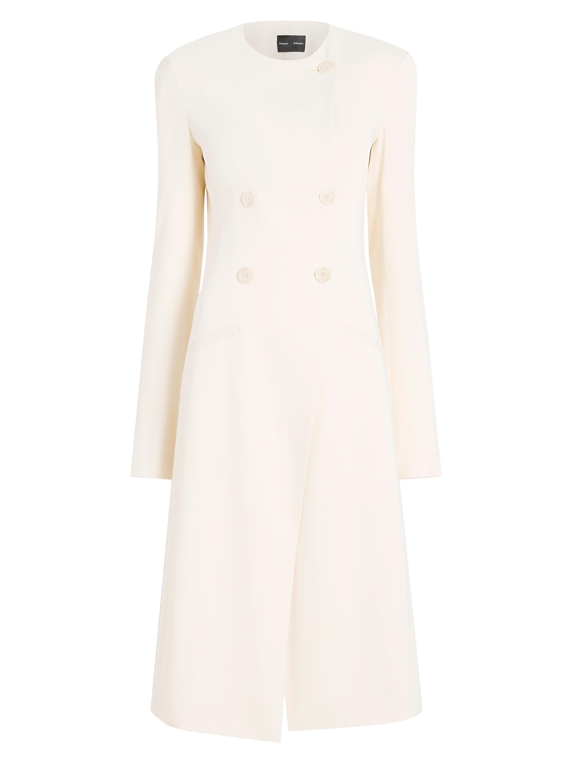 Proenza Schouler Women's Anouk Satin-Back Crepe Longline Double-Breasted Coat - Ecru
